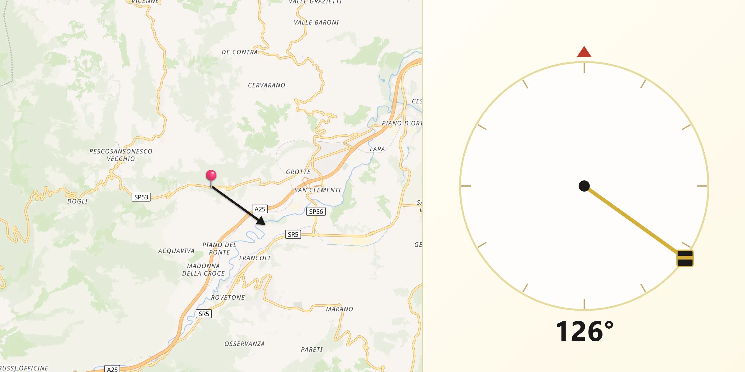 Direzione della Qibla da Castiglione a Casauria