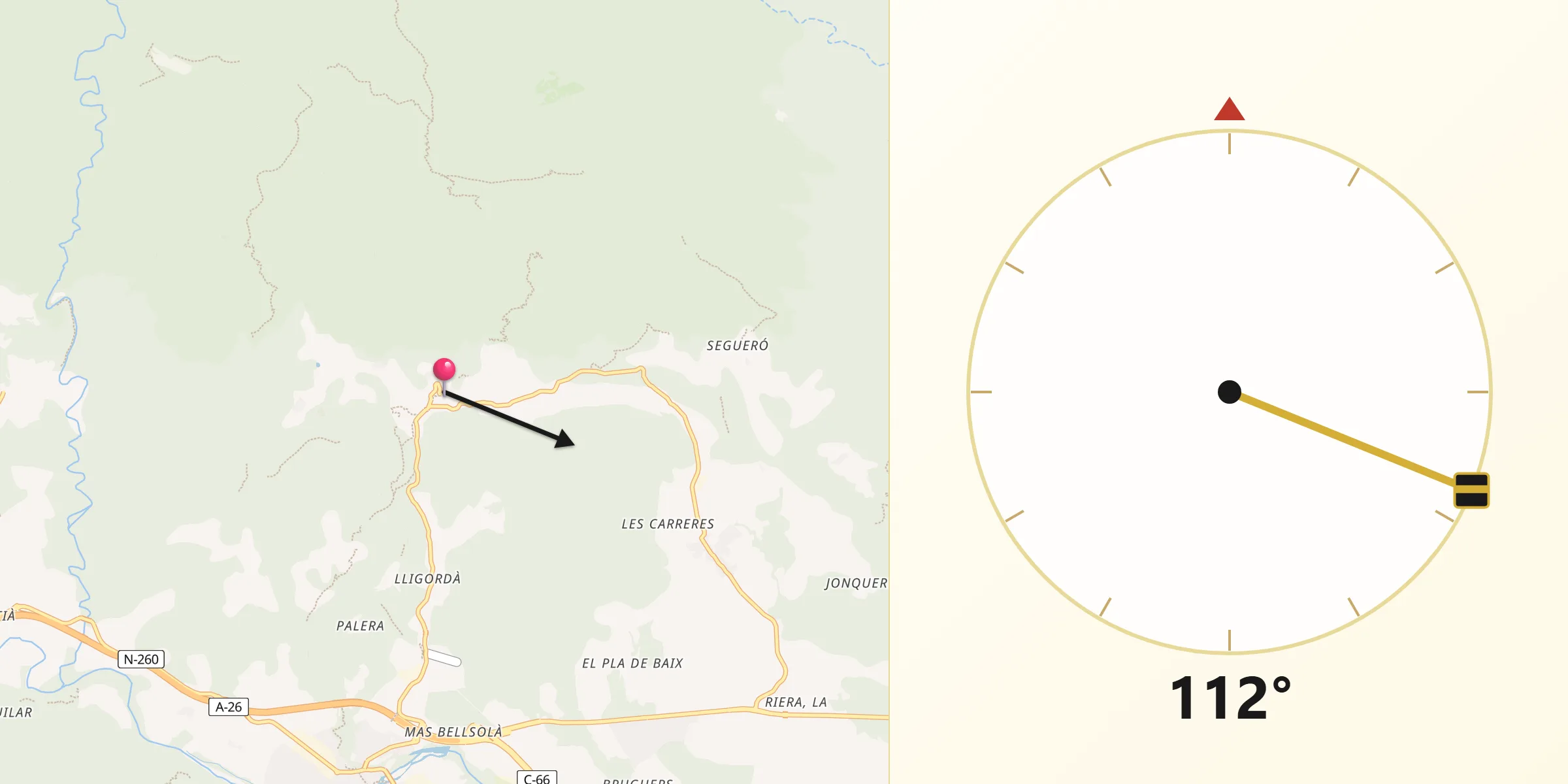 Dirección de la Qibla desde Beuda