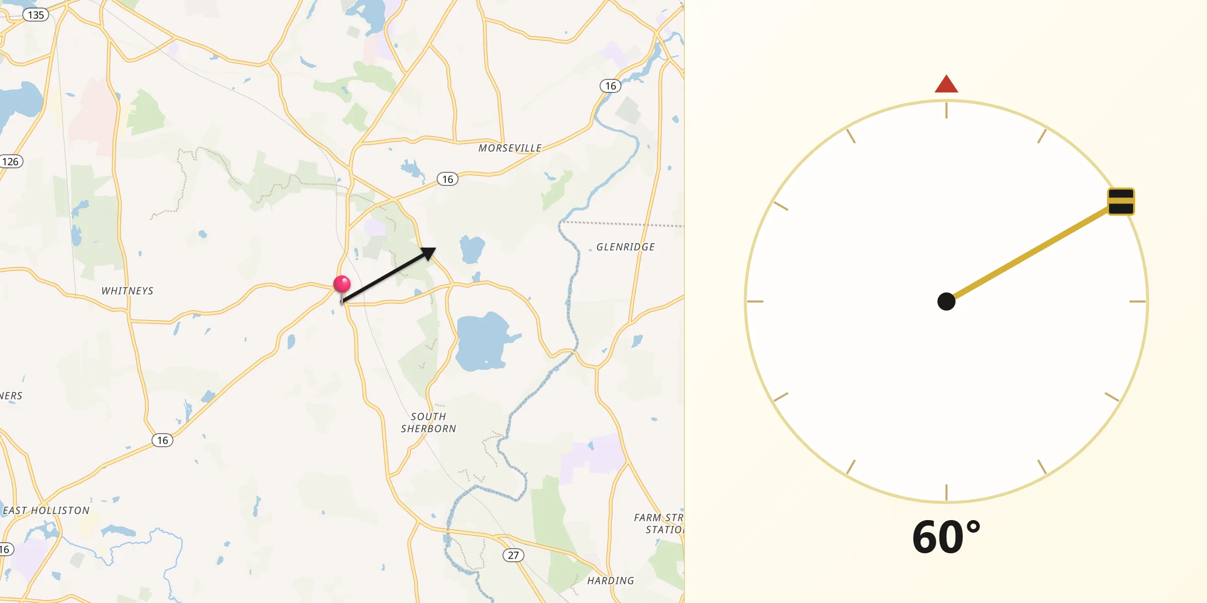 Qibla Direction from Sherborn