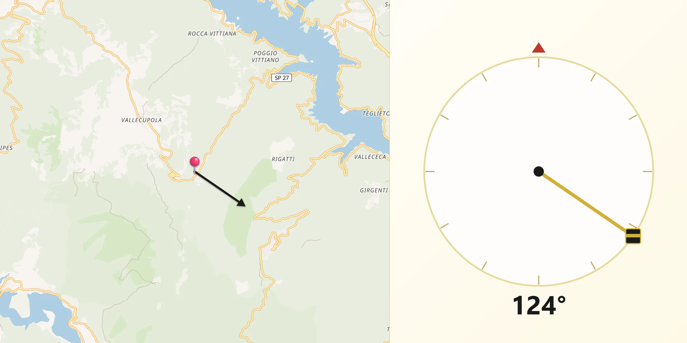 Direzione della Qibla da Varco Sabino