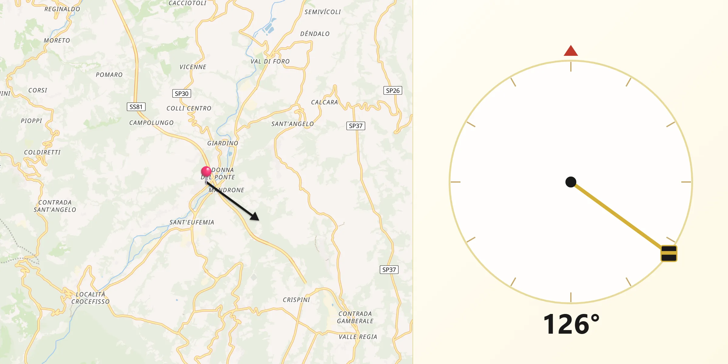 Direzione della Qibla da Fara Filiorum Petri