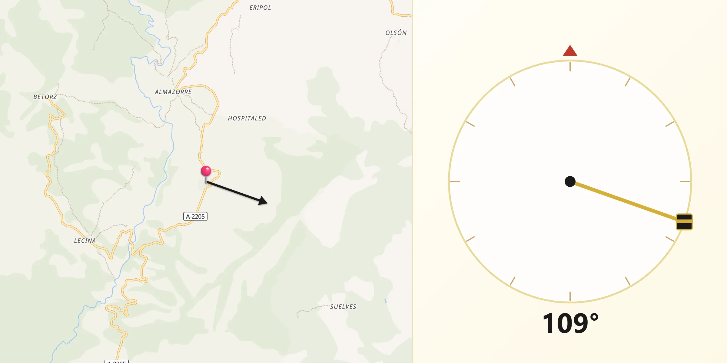 Dirección de la Qibla desde Bárcabo