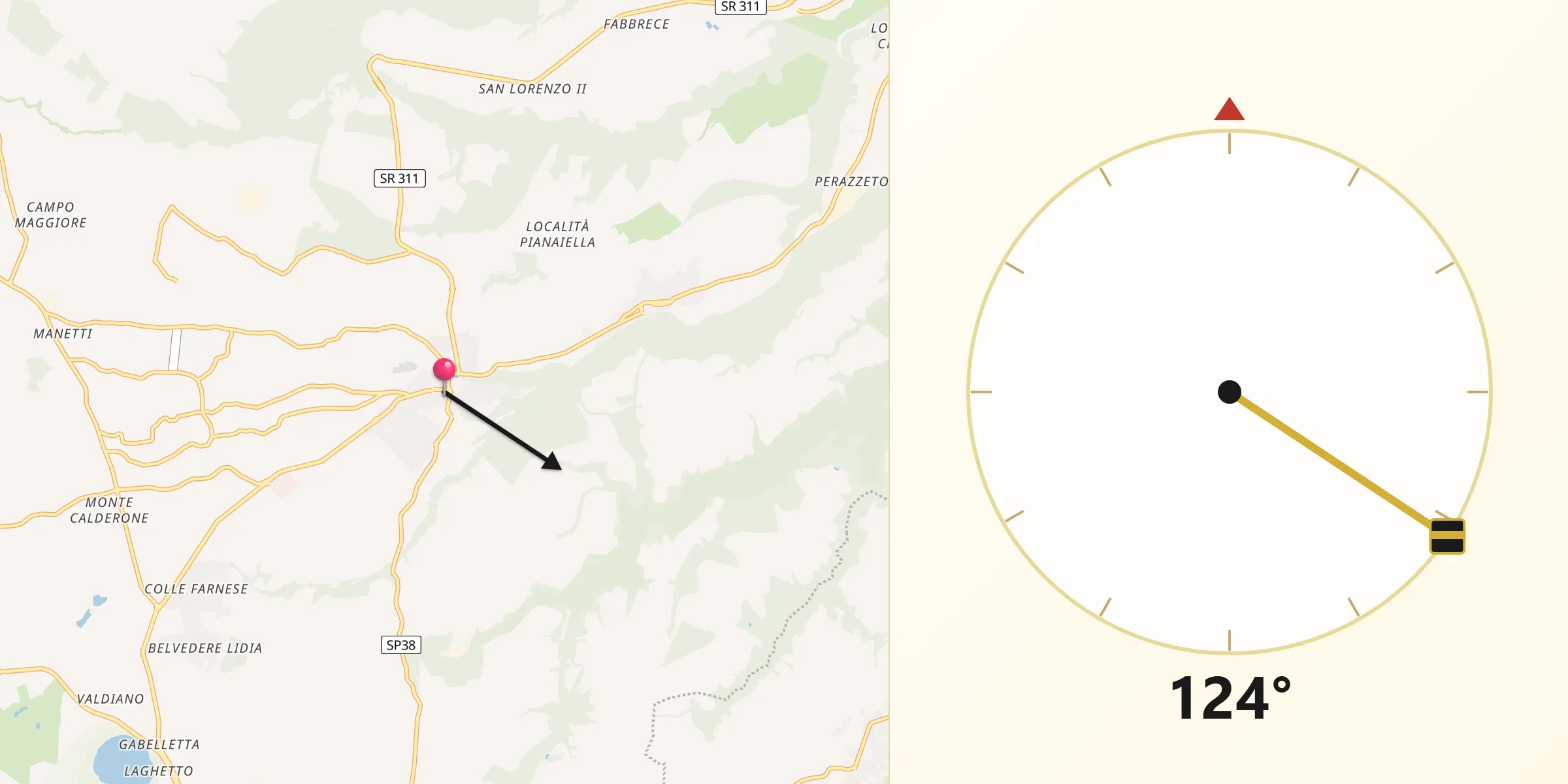 Direzione della Qibla da Nepi
