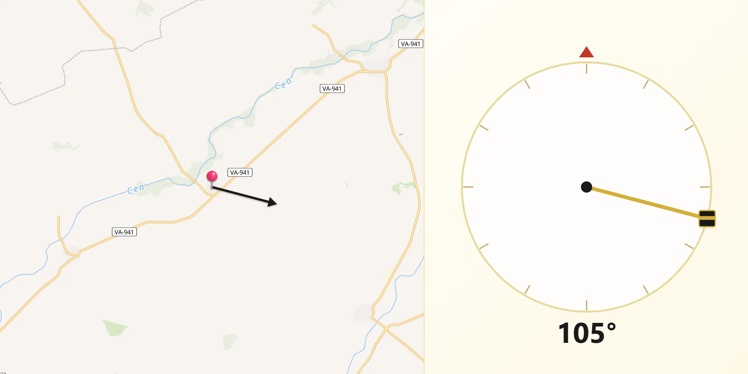 Dirección de la Qibla desde Melgar de Abajo