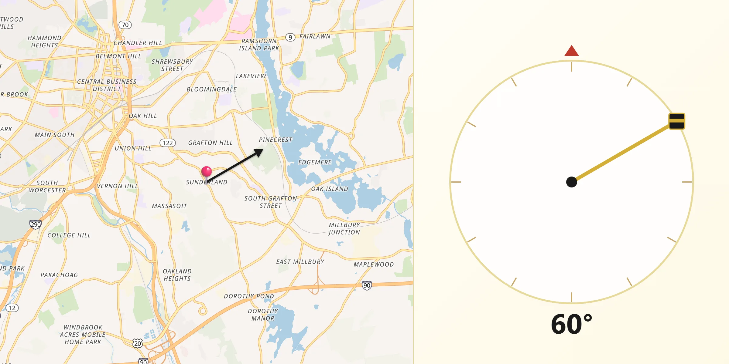 Qibla Direction from Sunderland