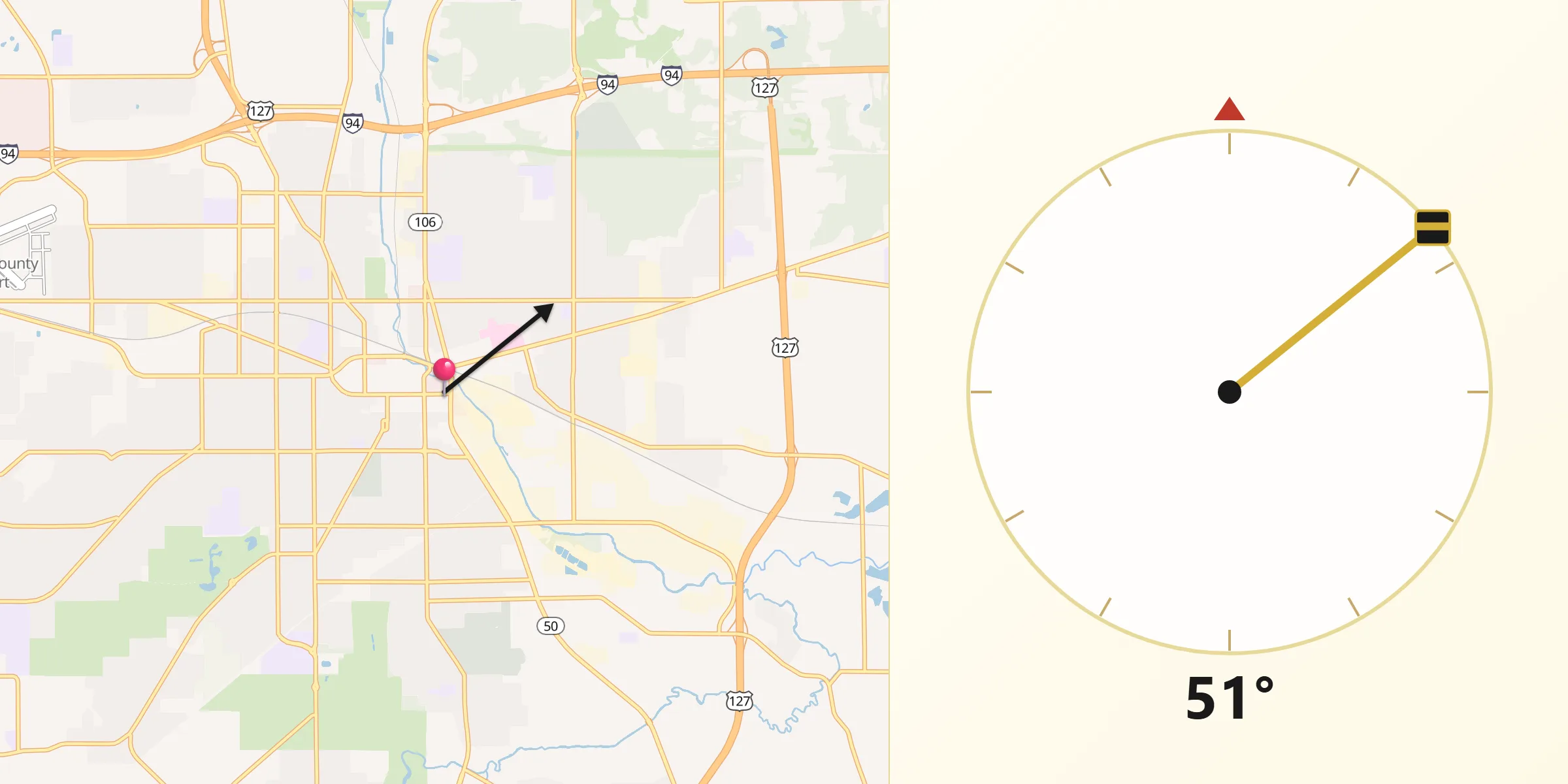 Dirección de la Qibla desde Jackson