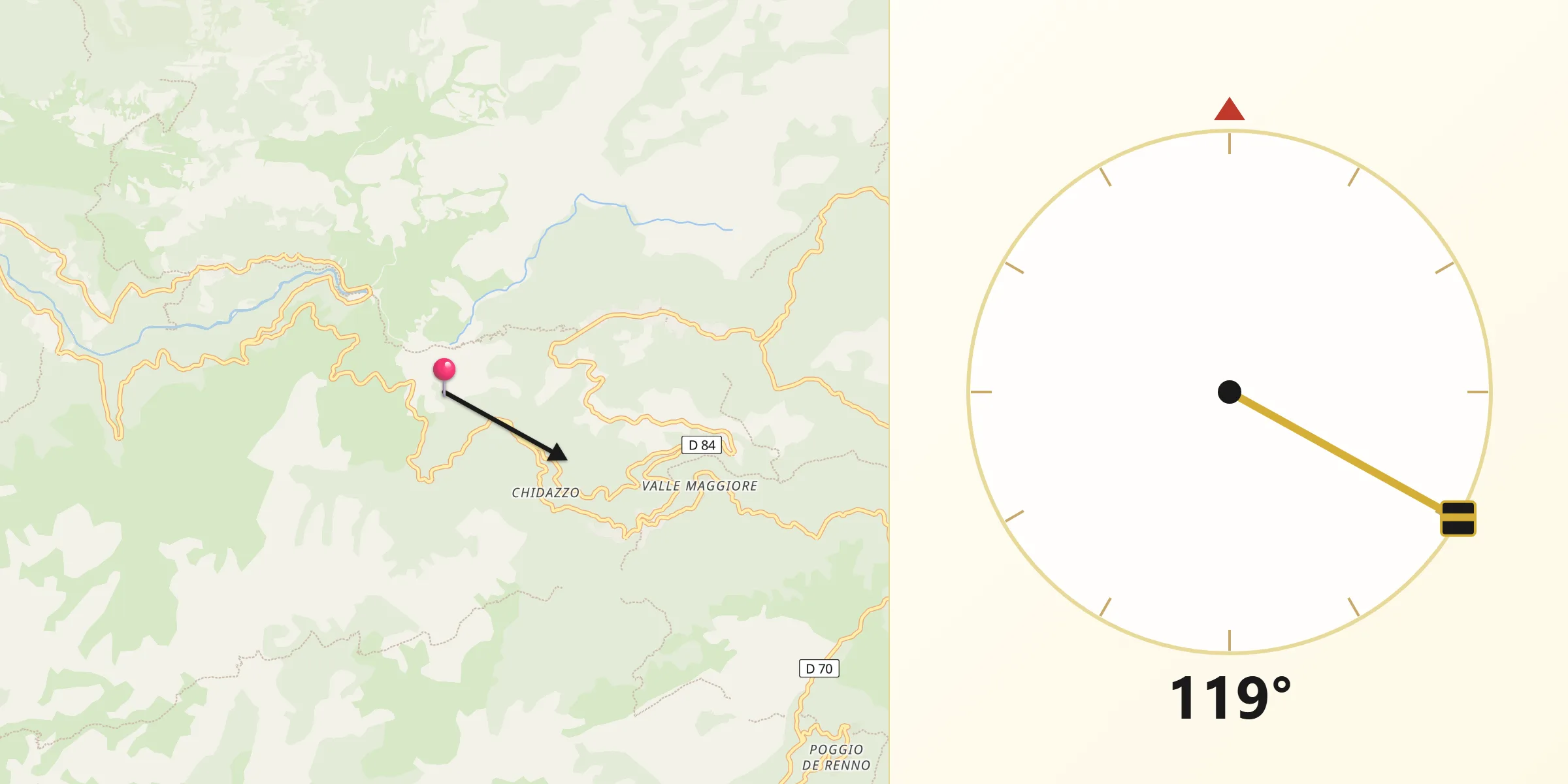 Direction vers la Qibla depuis Cristinacce