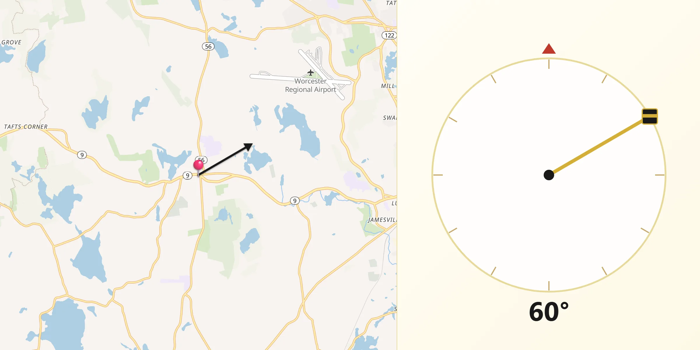 Qibla Direction from Leicester