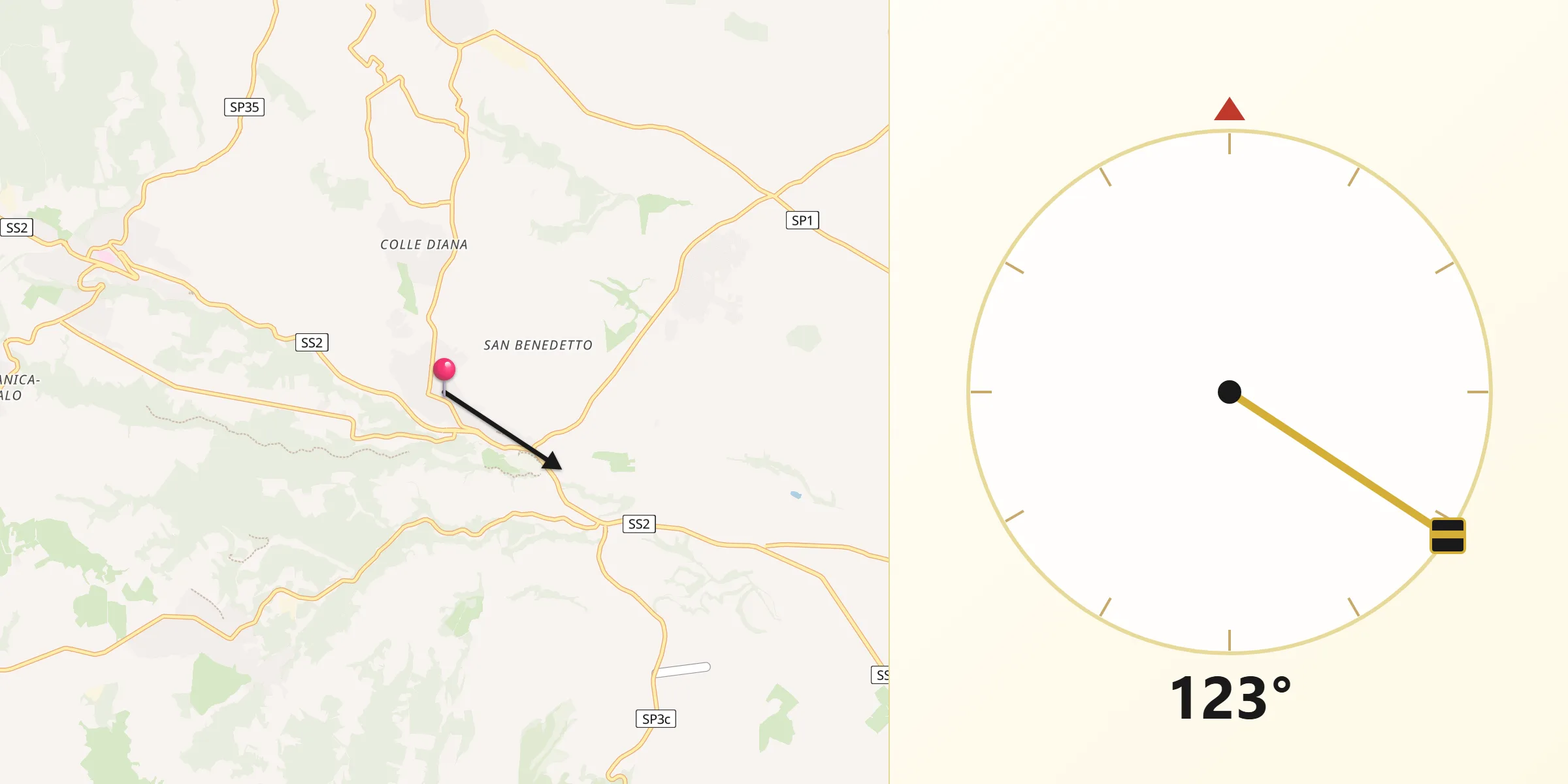 Direzione della Qibla da Sutri