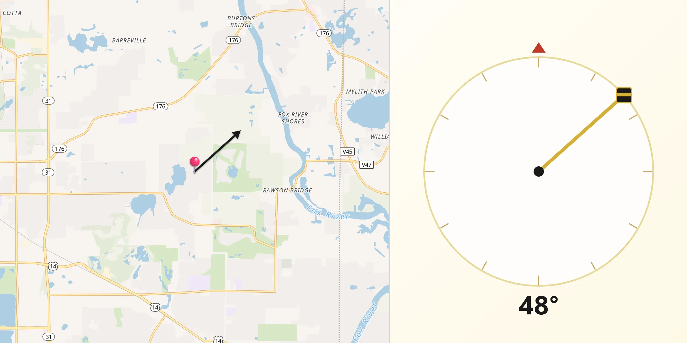 Qibla Direction from Oakwood Hills