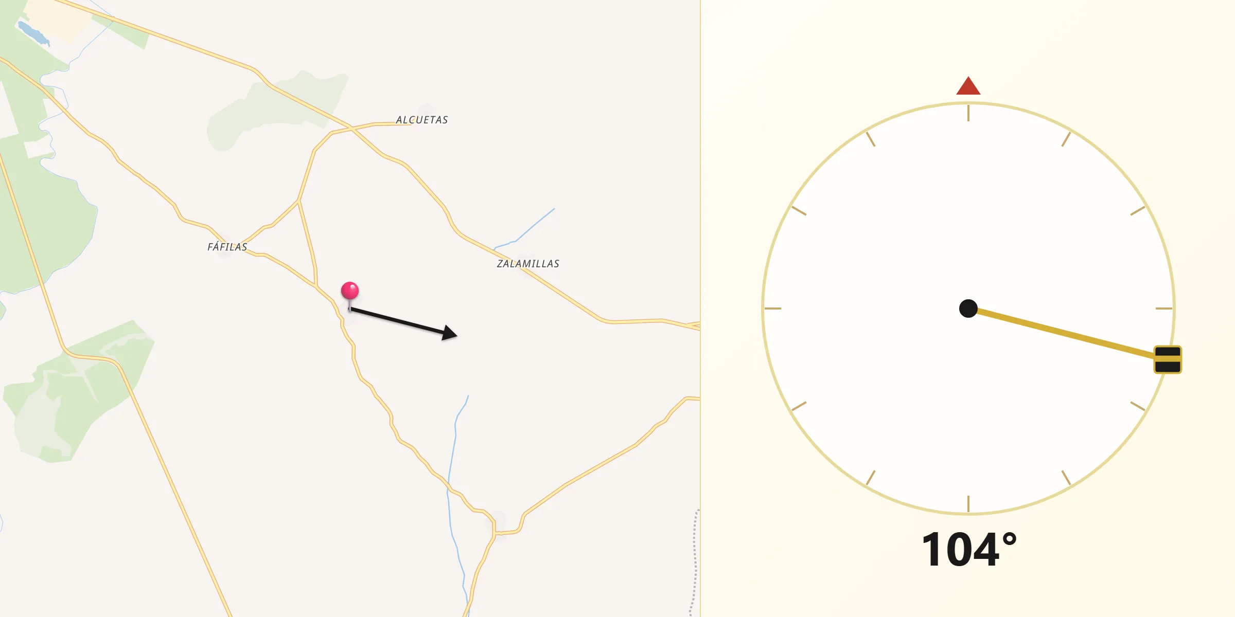 Dirección de la Qibla desde Villabraz