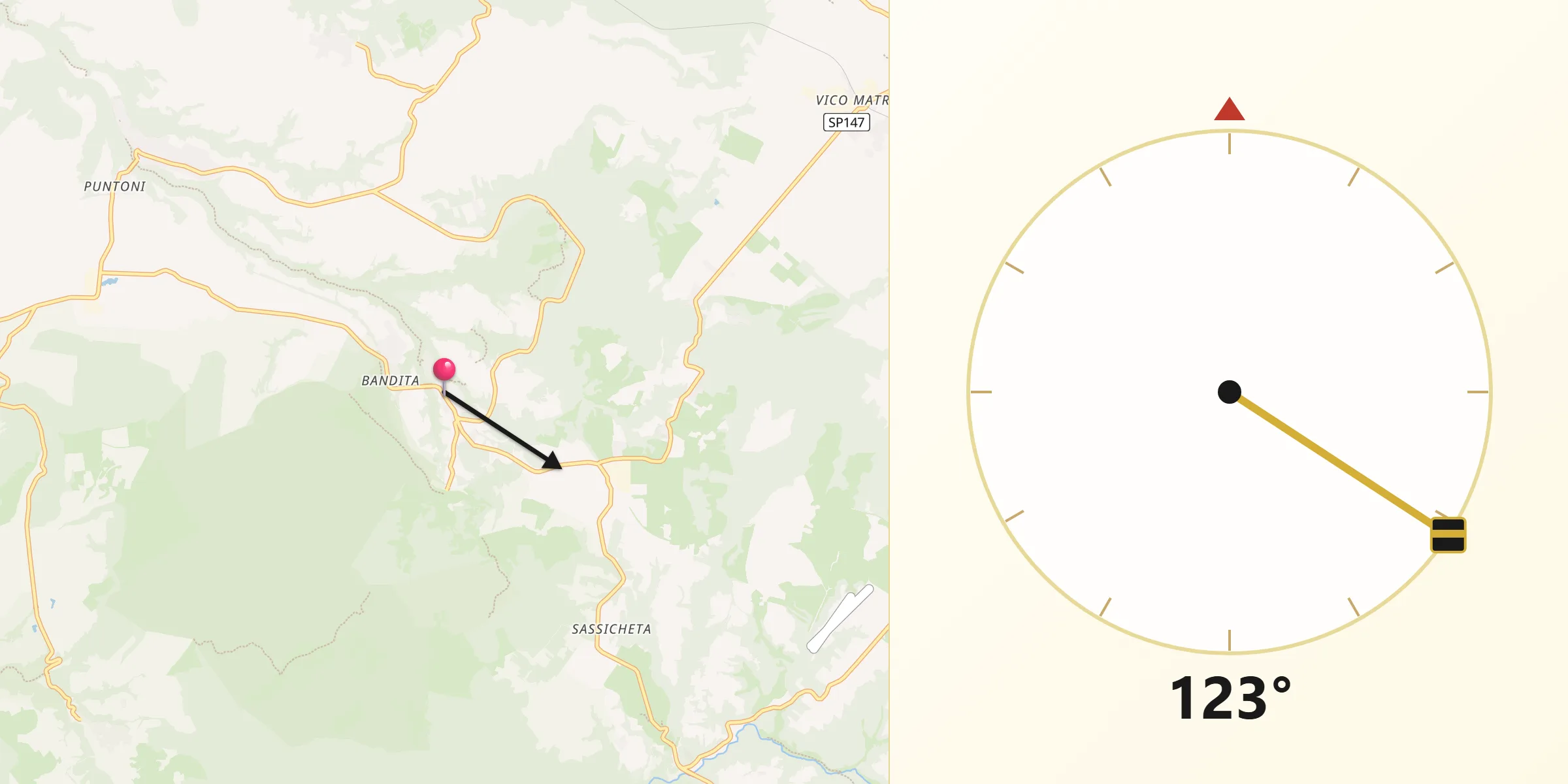 Direzione della Qibla da Barbarano Romano