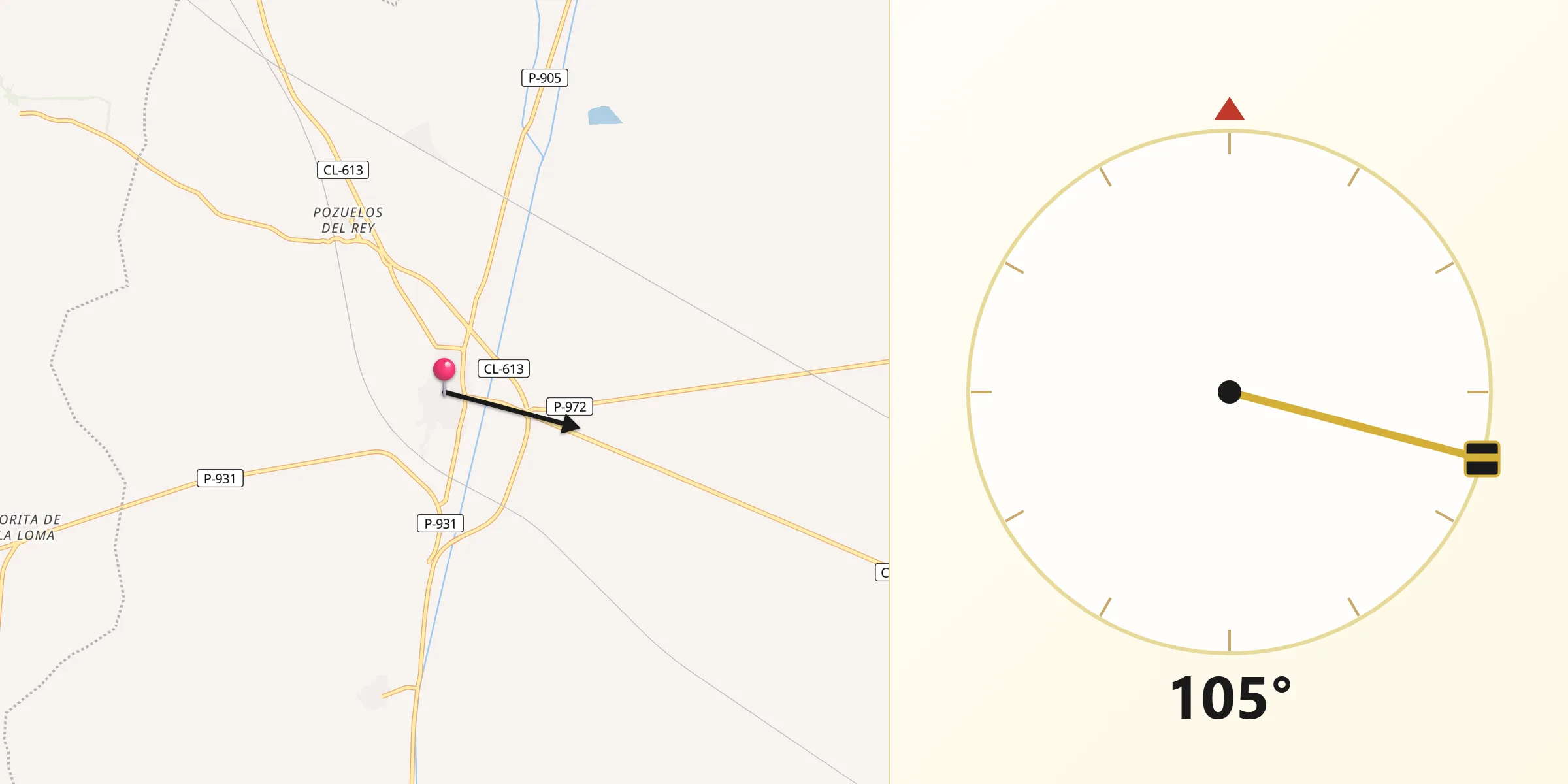 Dirección de la Qibla desde Villada