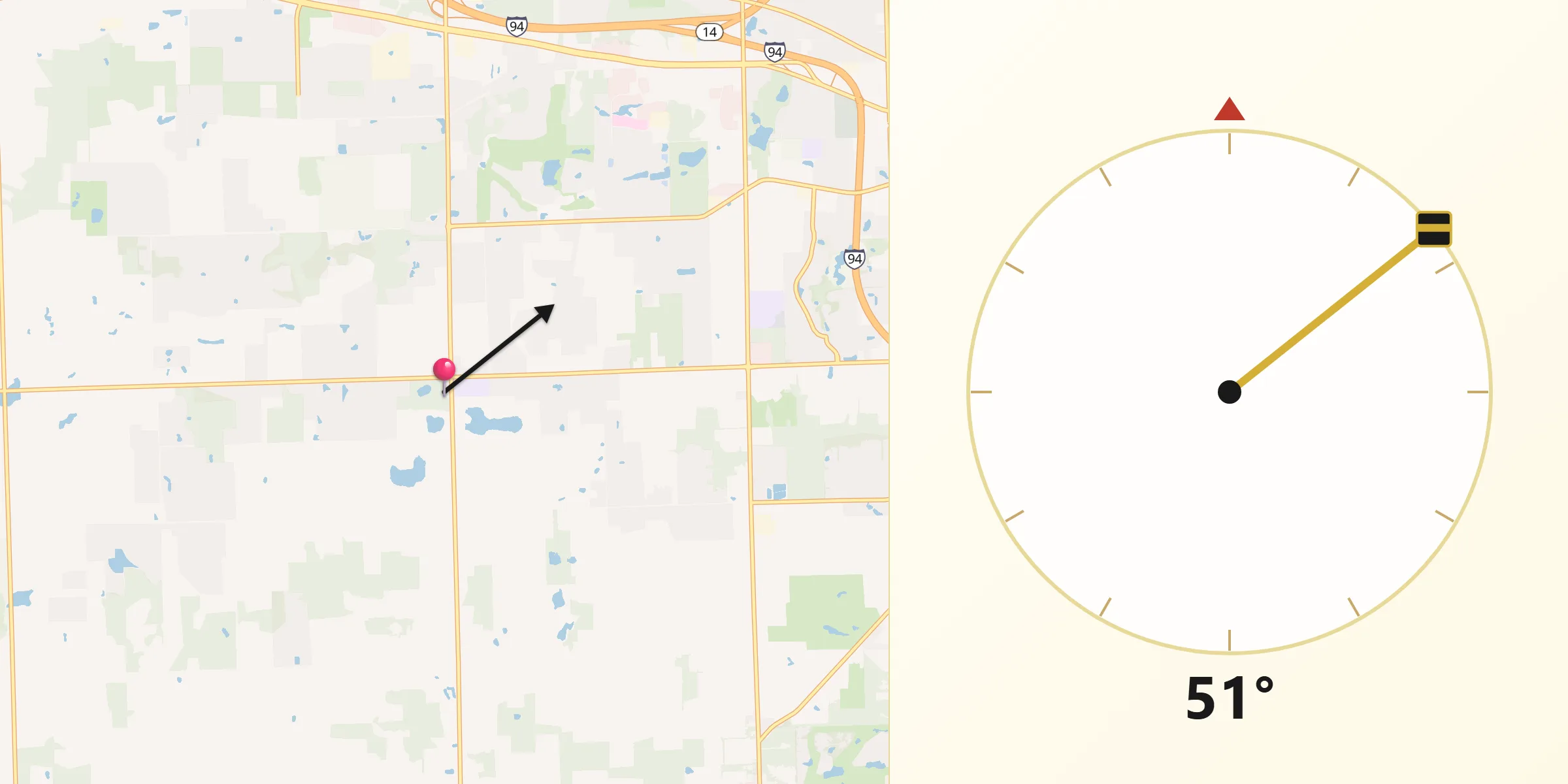 Qibla Direction from Washtenaw