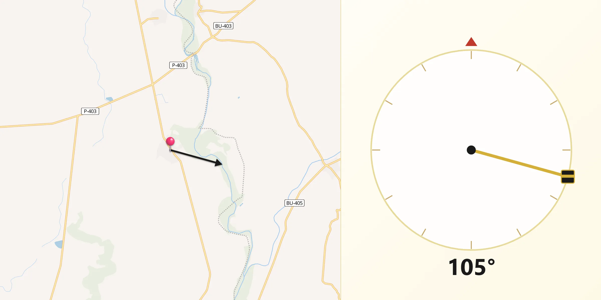 Dirección de la Qibla desde Melgar de Yuso