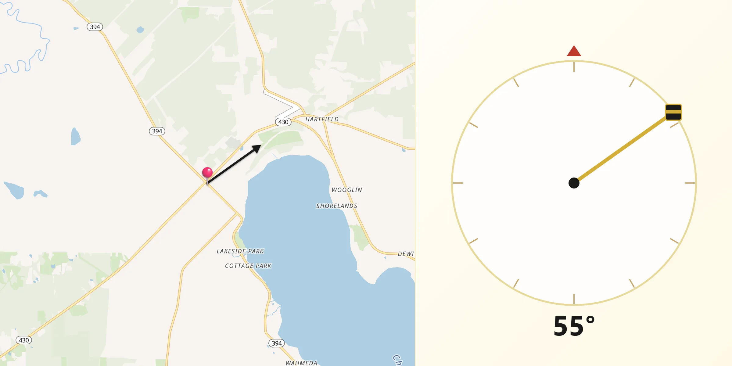 Qibla Direction from Mayville