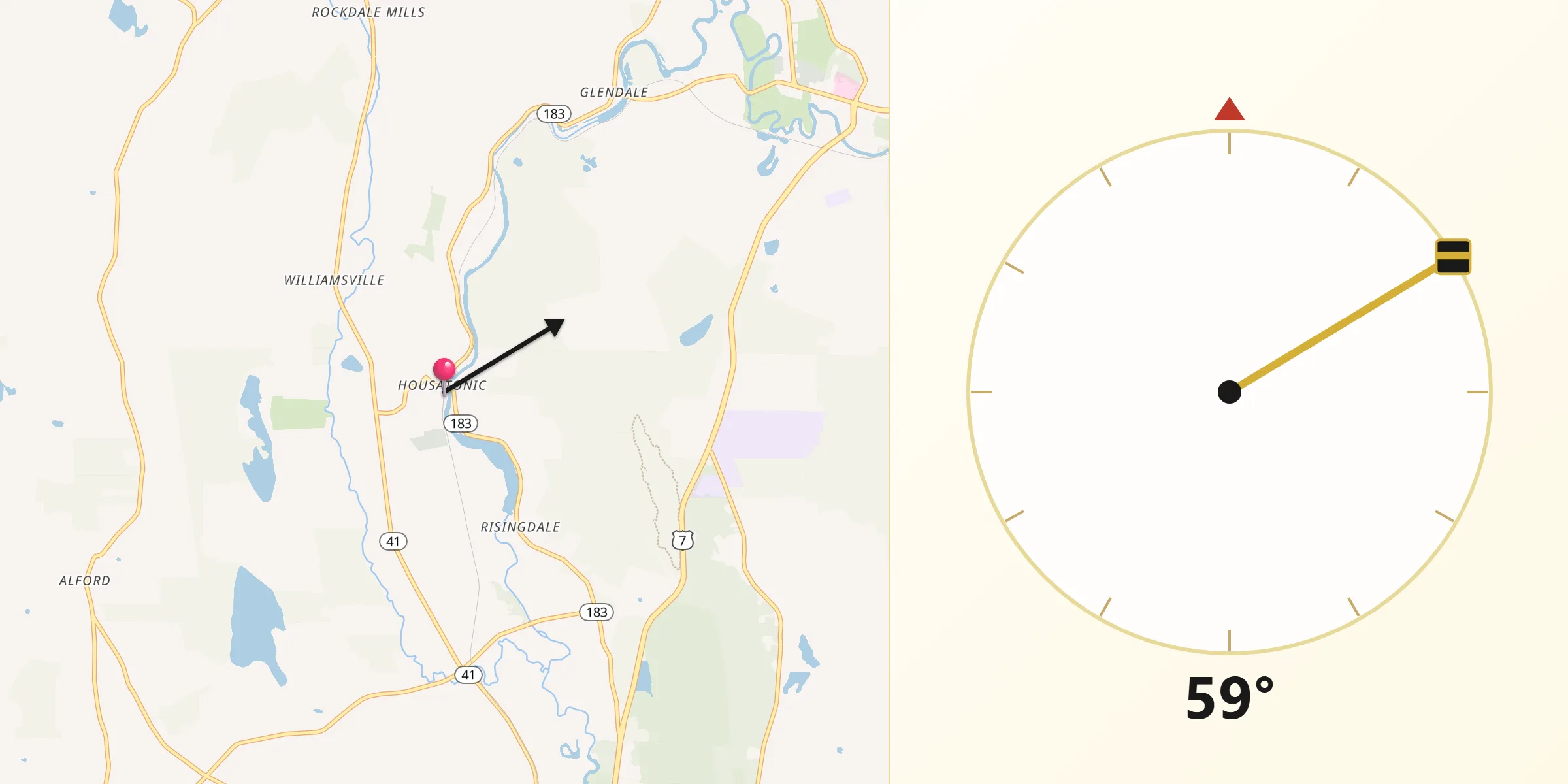 Qibla Direction from Housatonic