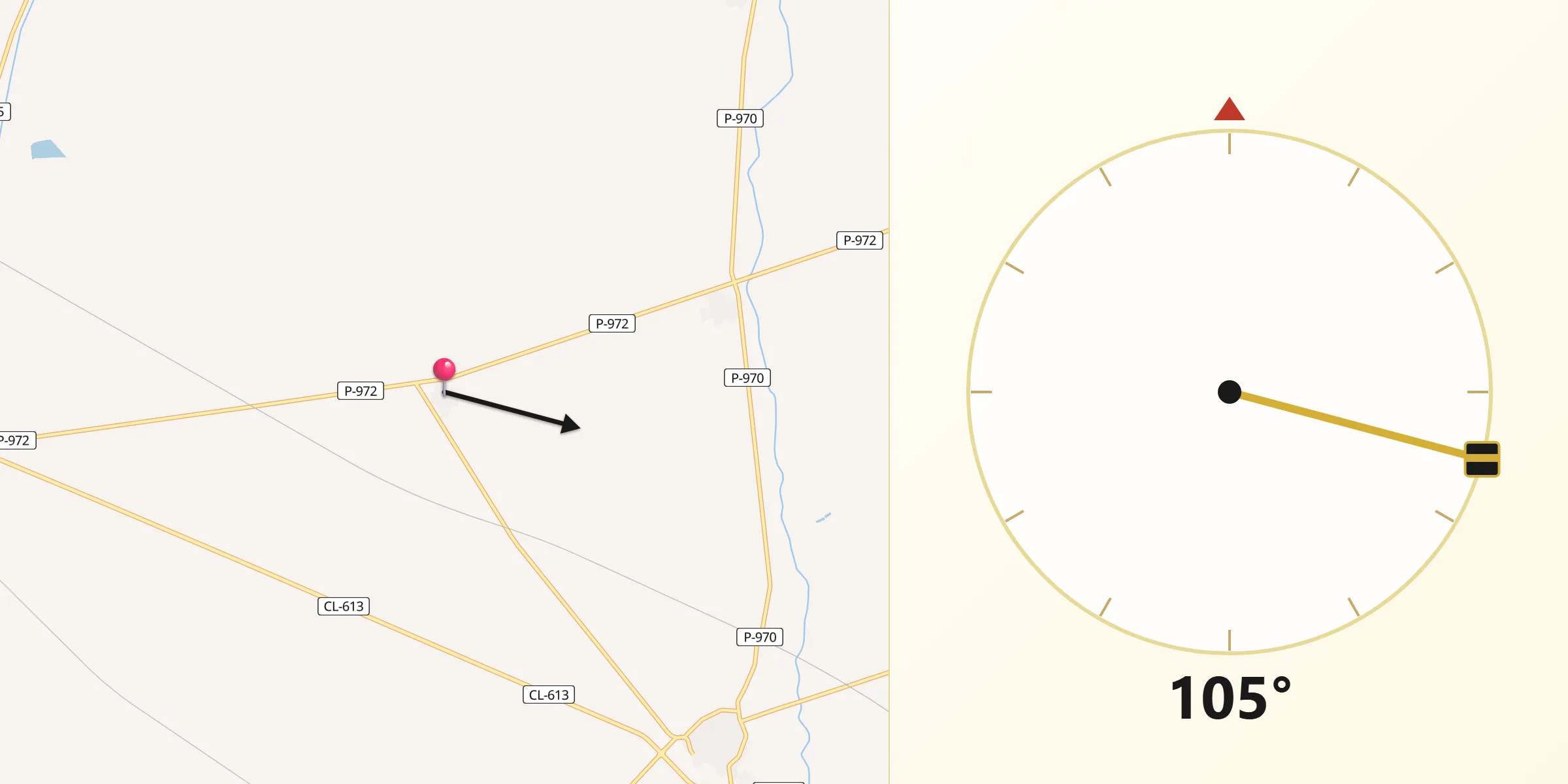 Dirección de la Qibla desde Pozo de Urama
