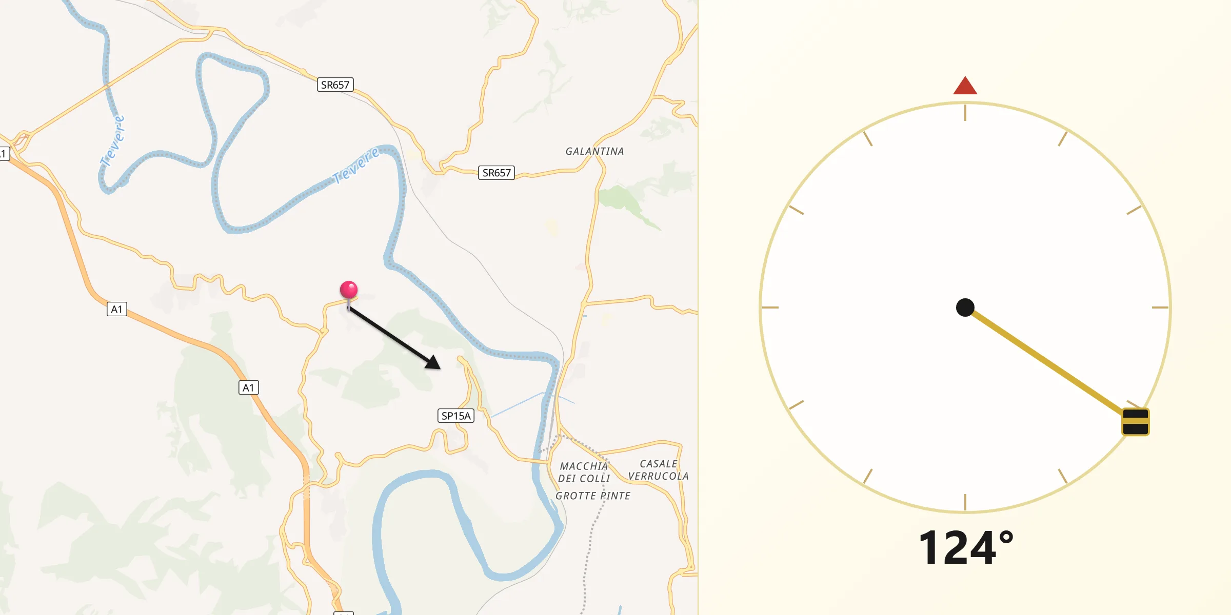 Direzione della Qibla da Filacciano