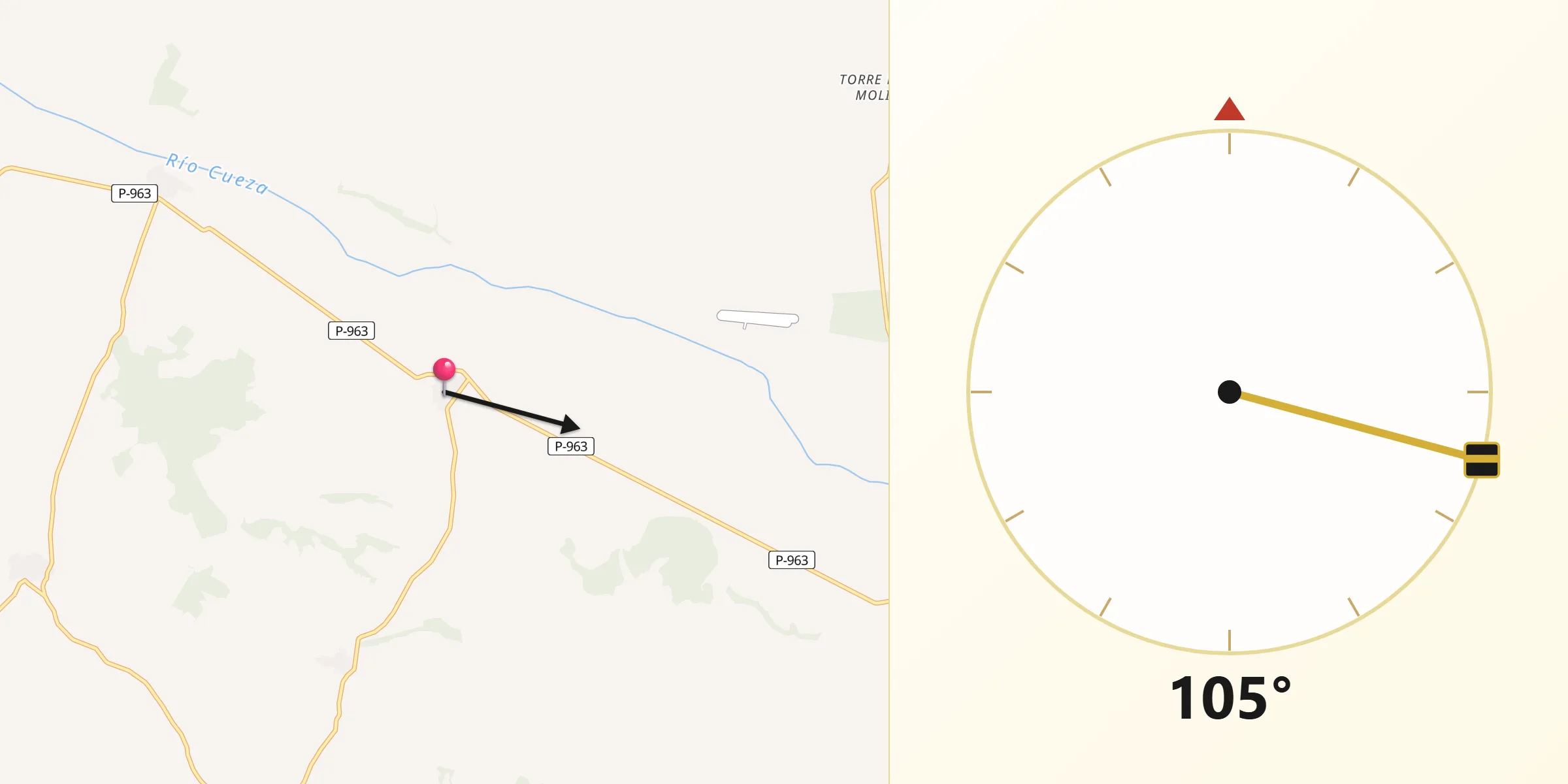 Dirección de la Qibla desde Villamuera de la Cueza