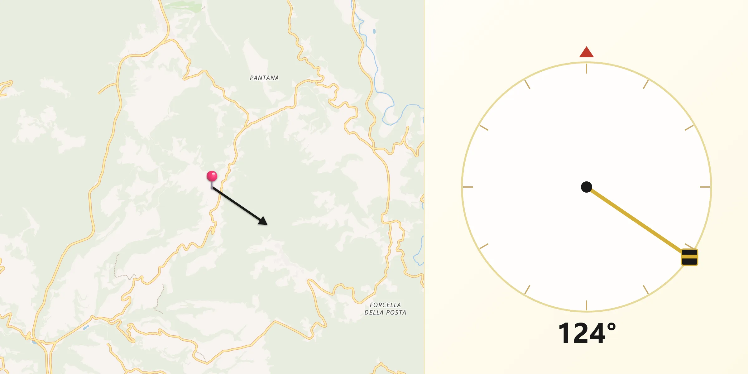 Direzione della Qibla da Torricella in Sabina