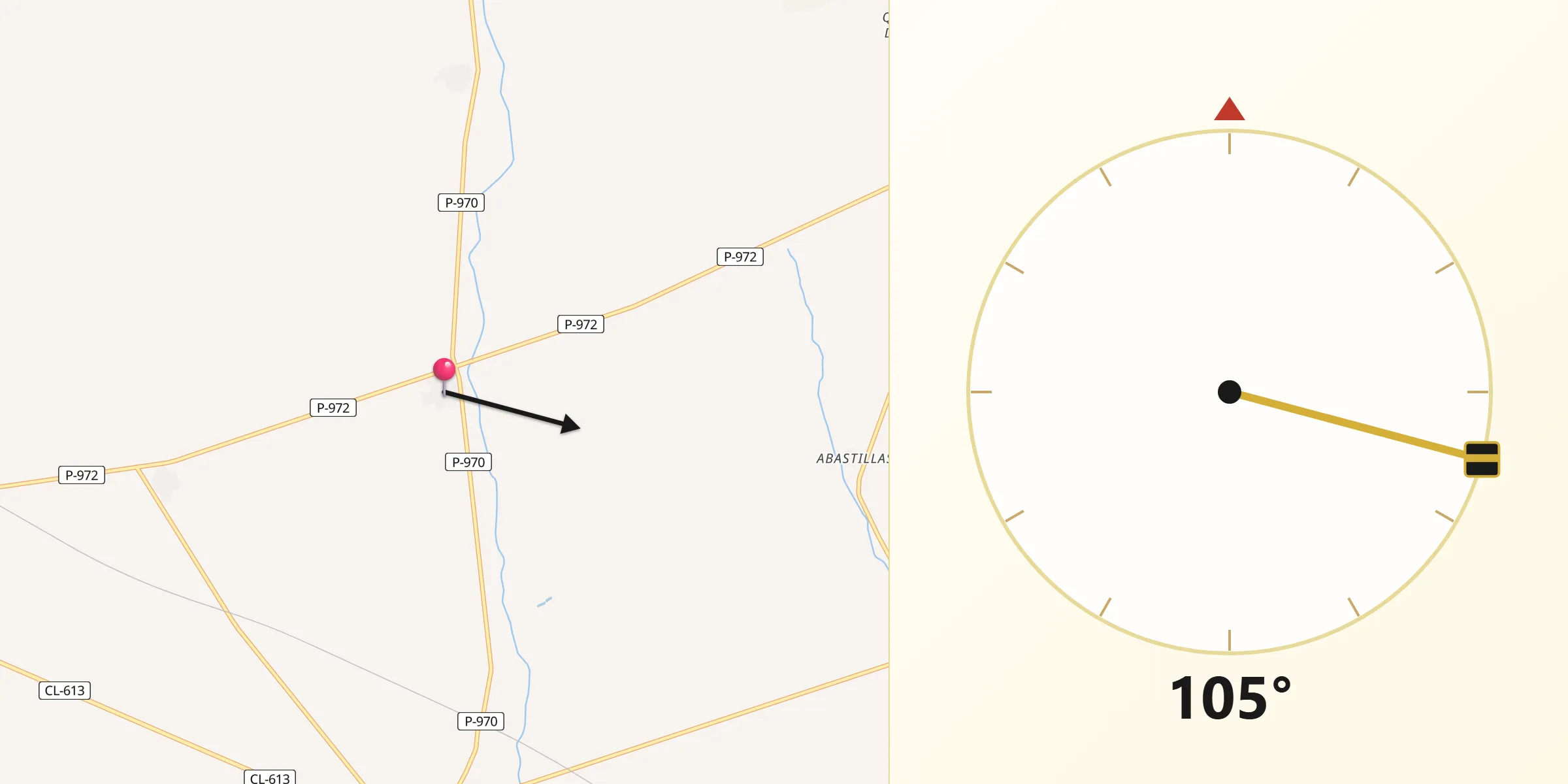 Dirección de la Qibla desde San Román de la Cuba