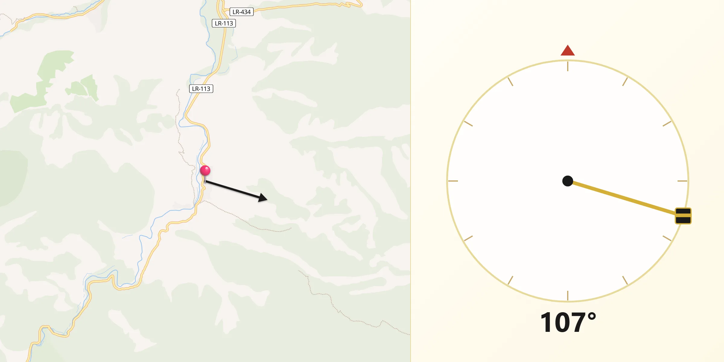 Dirección de la Qibla desde Anguiano