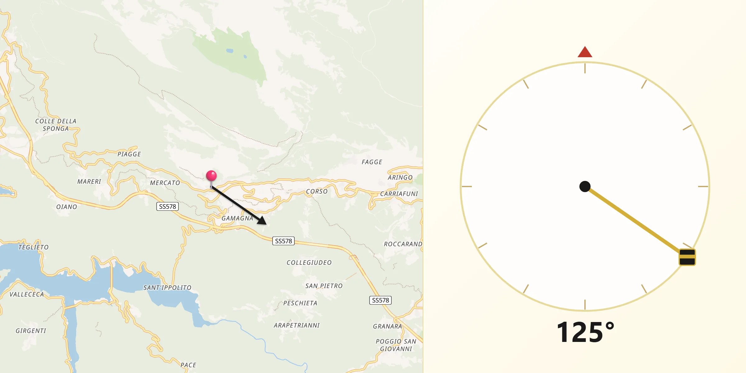 Direzione della Qibla da Fiamignano