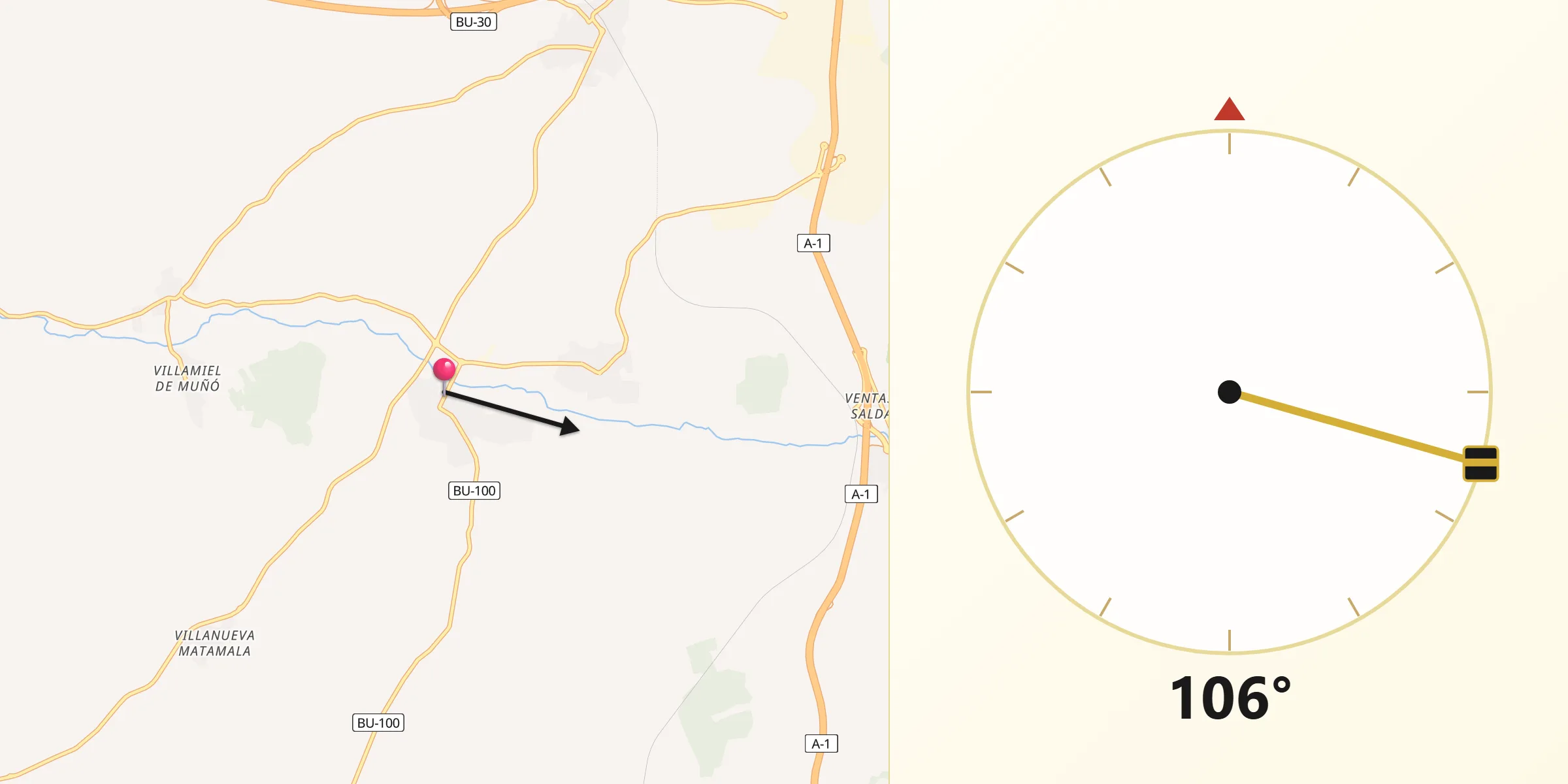 Dirección de la Qibla desde Arcos