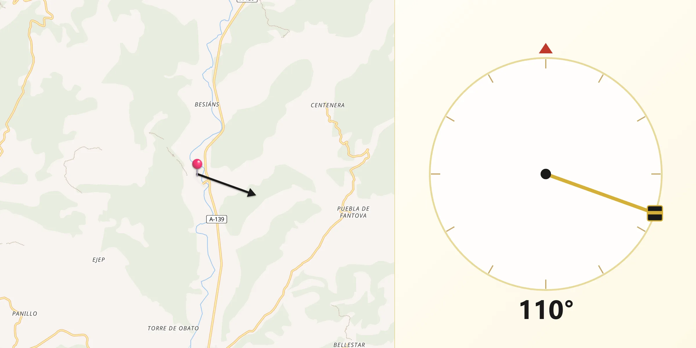 Dirección de la Qibla desde Perarrúa