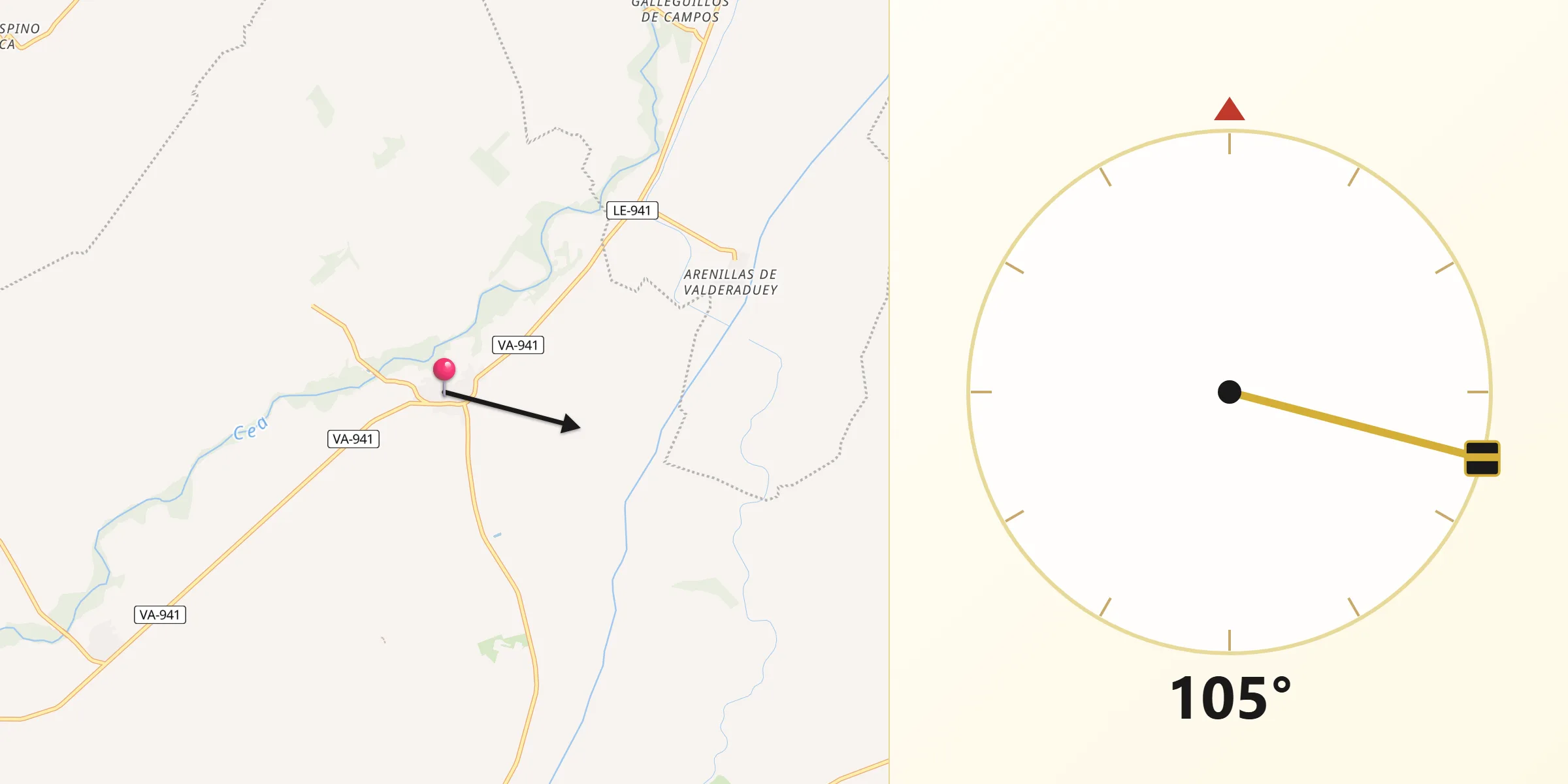 Dirección de la Qibla desde Melgar de Arriba