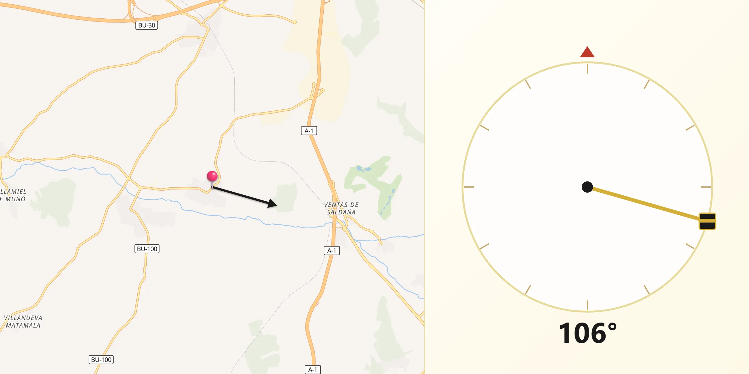 Dirección de la Qibla desde Villariezo