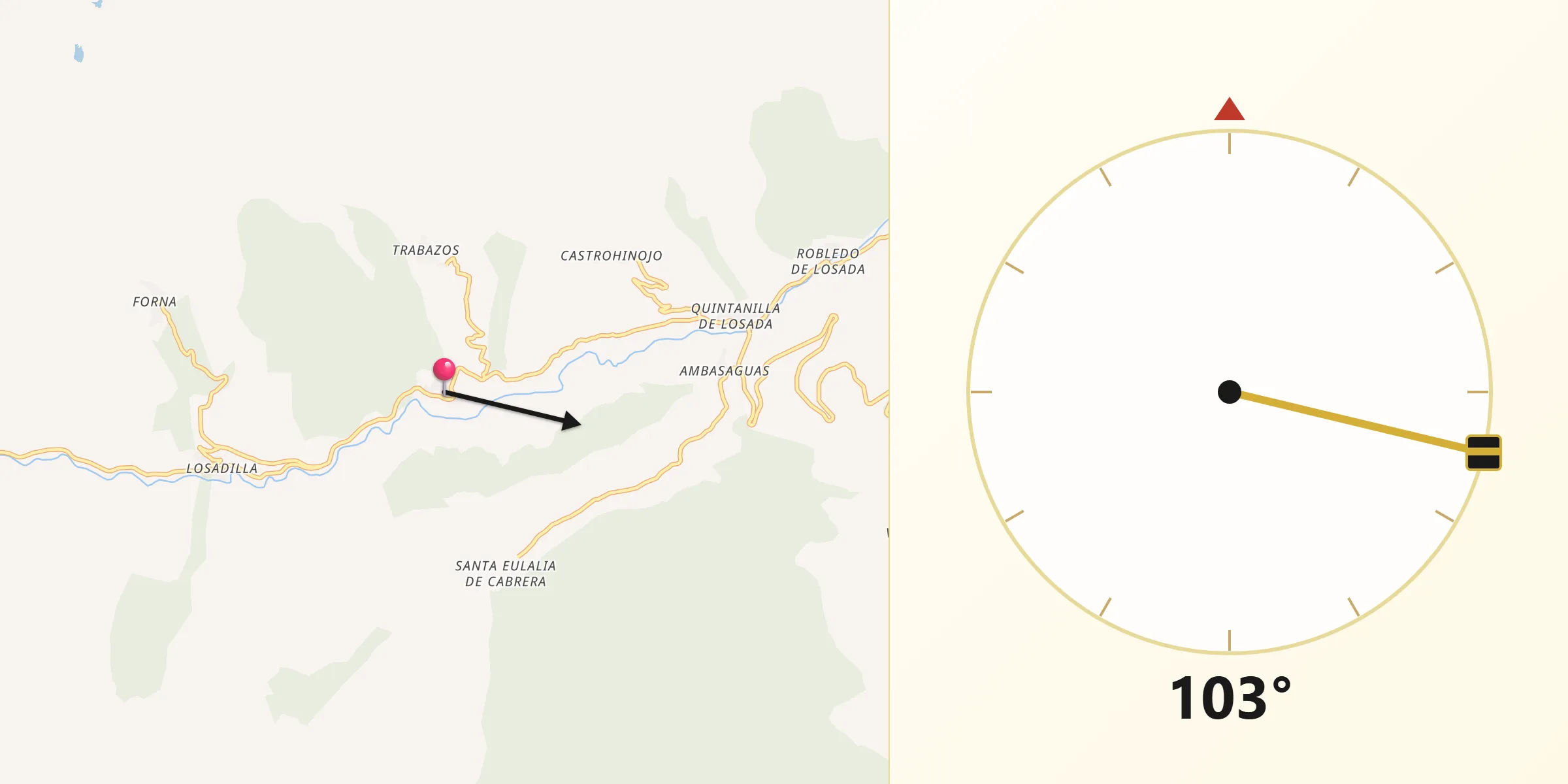 Dirección de la Qibla desde Encinedo
