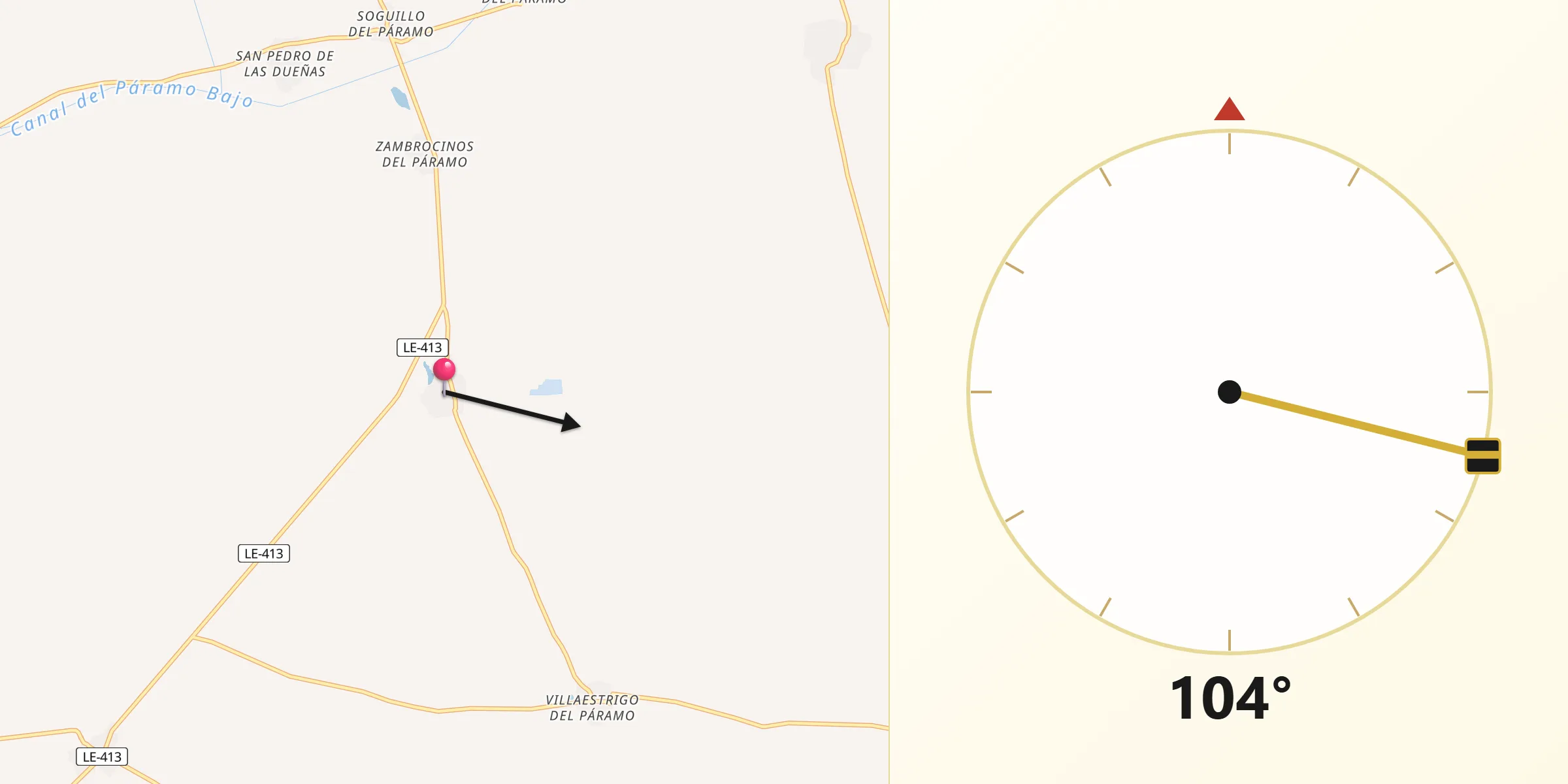 Dirección de la Qibla desde Zotes del Páramo