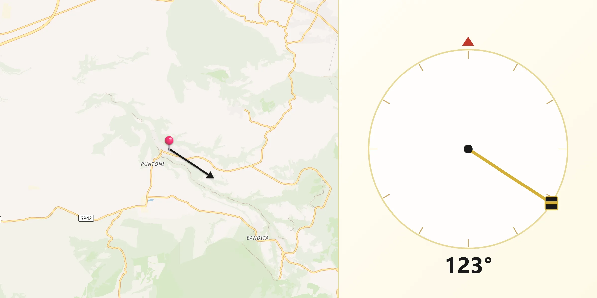 Direzione della Qibla da Blera