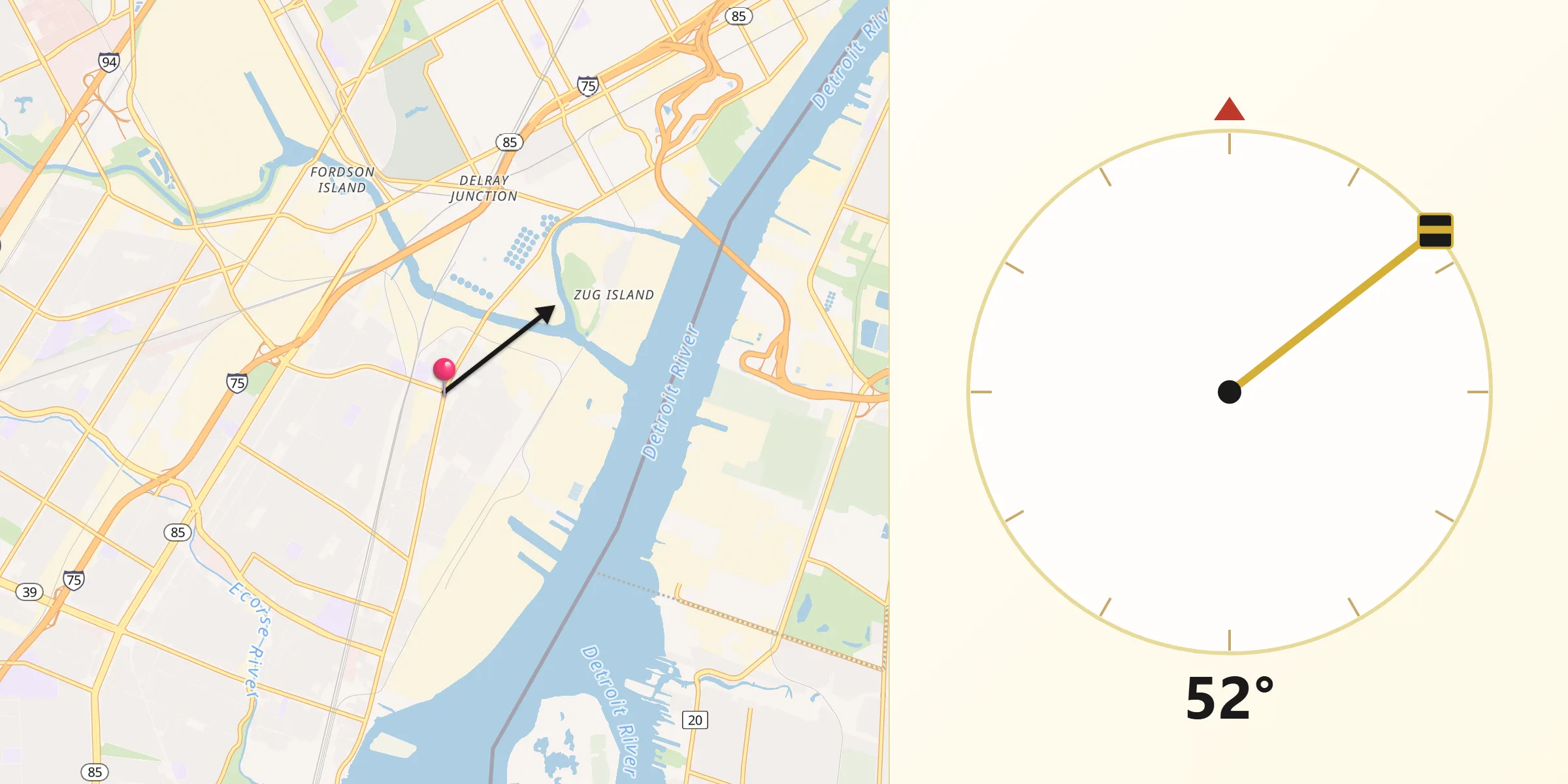 Qibla Direction from River Rouge