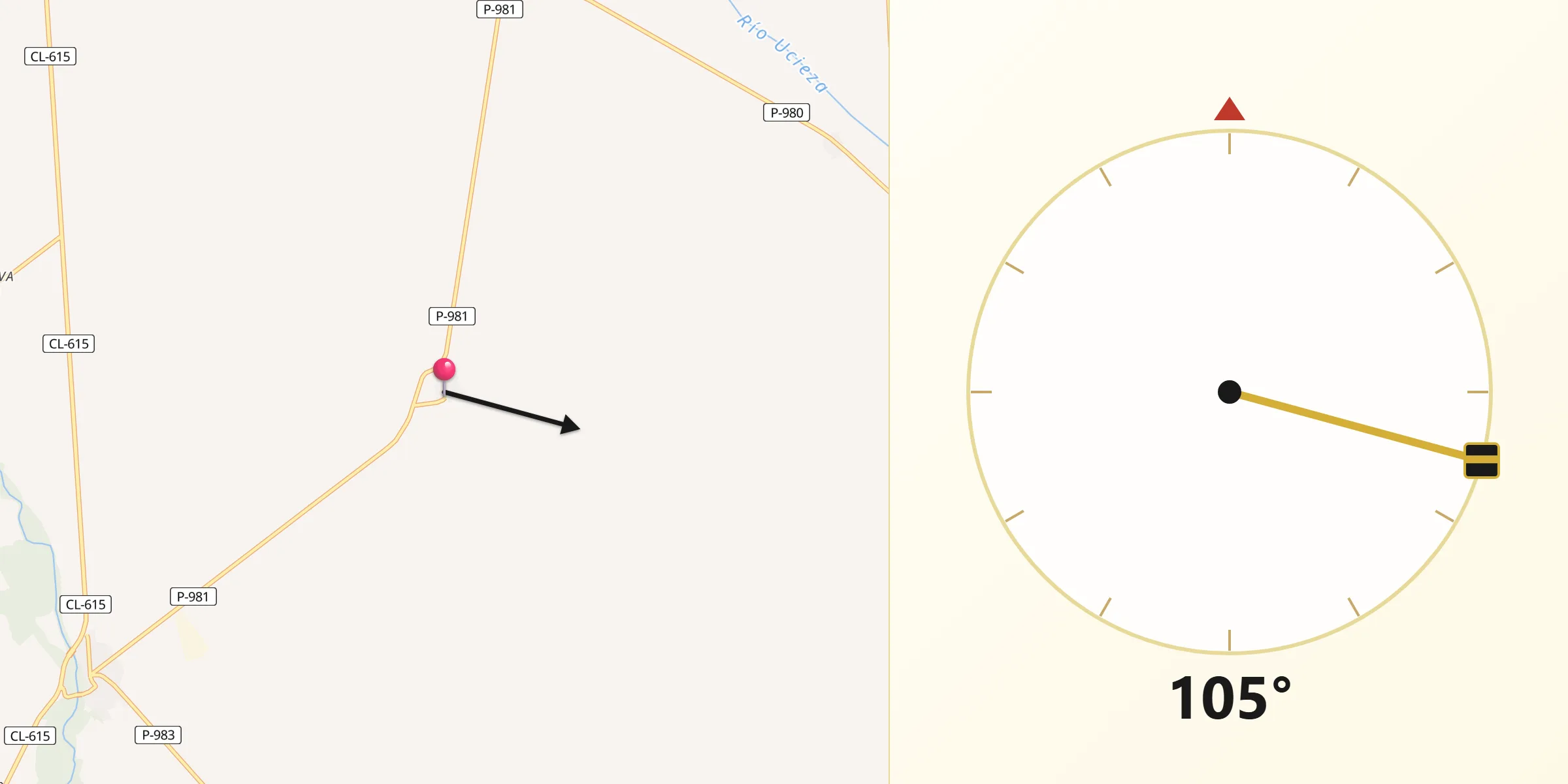 Dirección de la Qibla desde Lomas