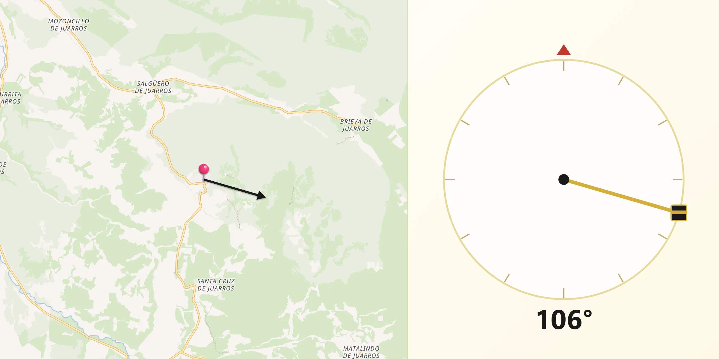 Dirección de la Qibla desde San Adrián de Juarros
