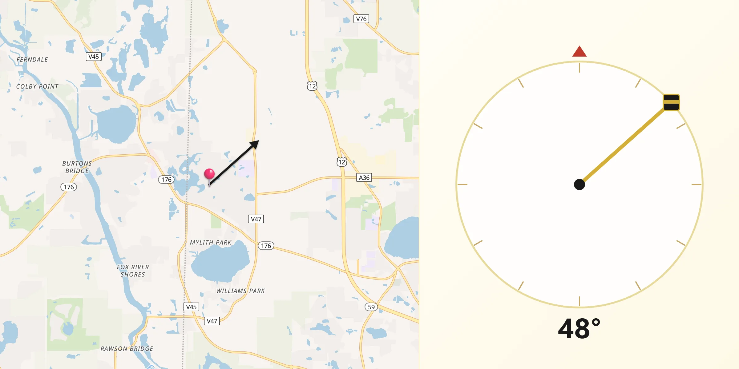 Qibla Direction from Island Lake