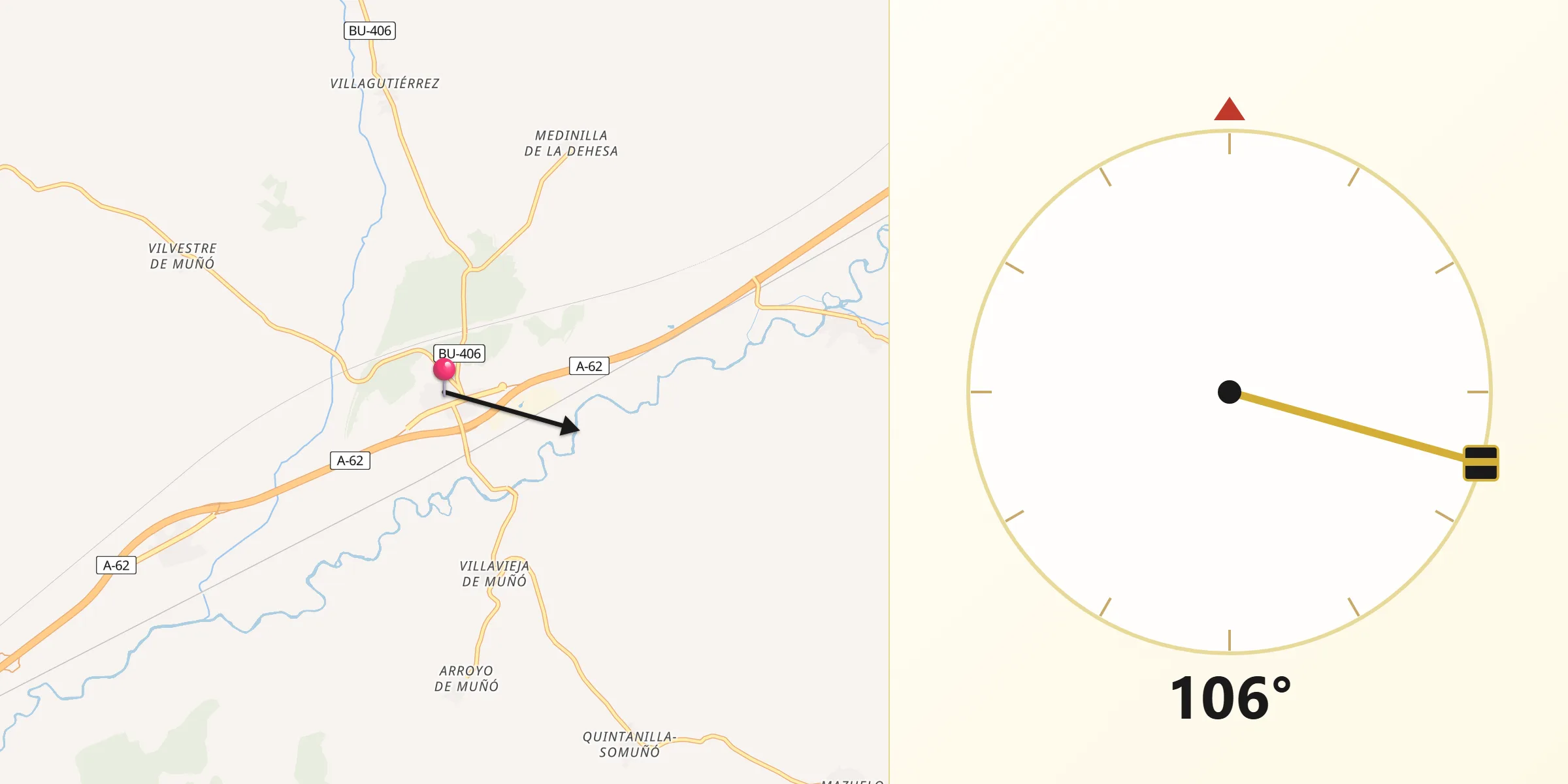Dirección de la Qibla desde Estépar