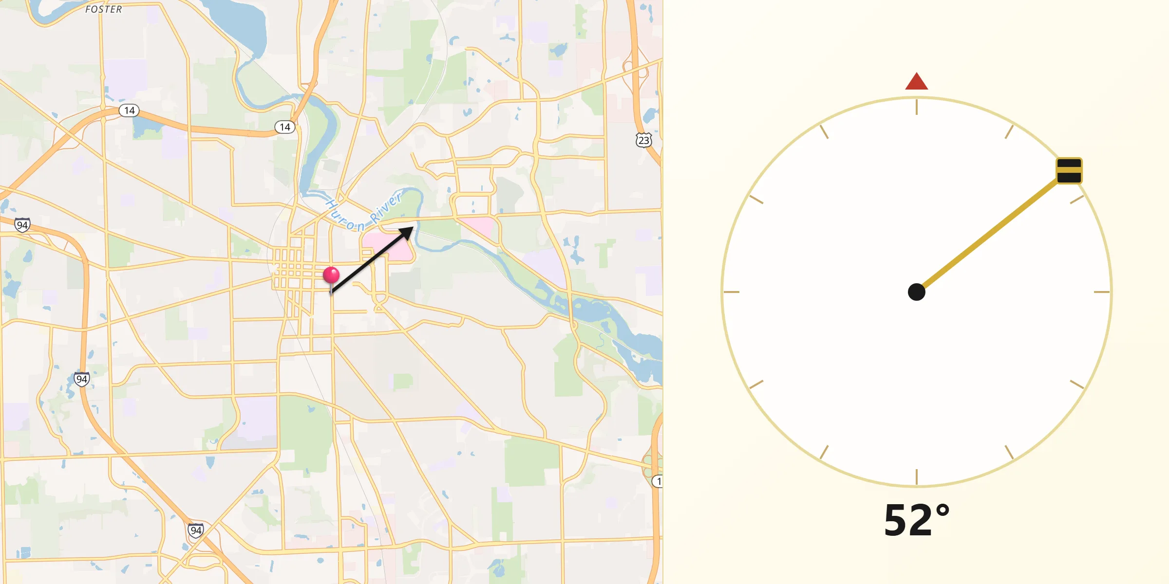 Qibla Direction from Ann Arbor