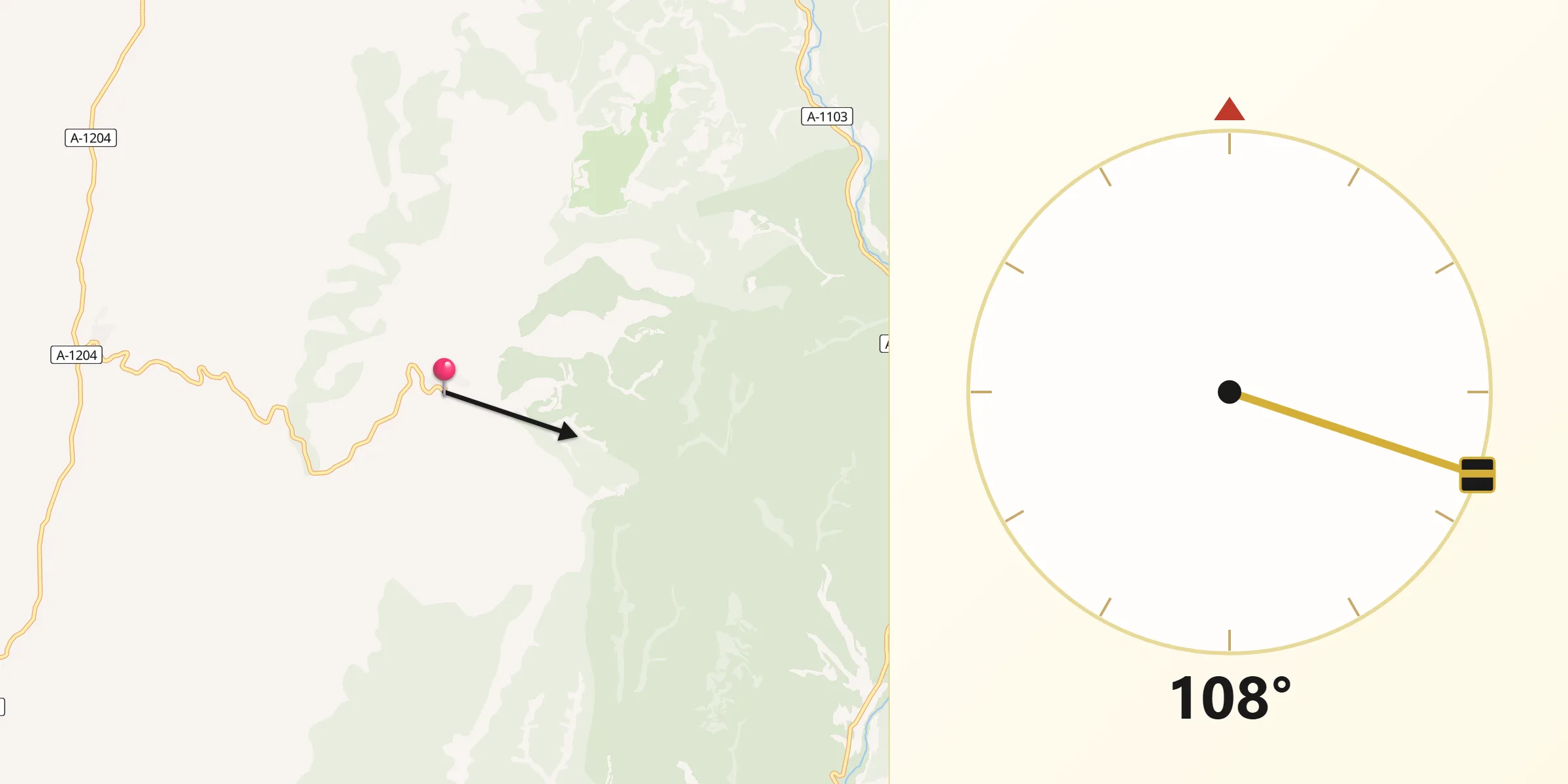 Dirección de la Qibla desde Orés