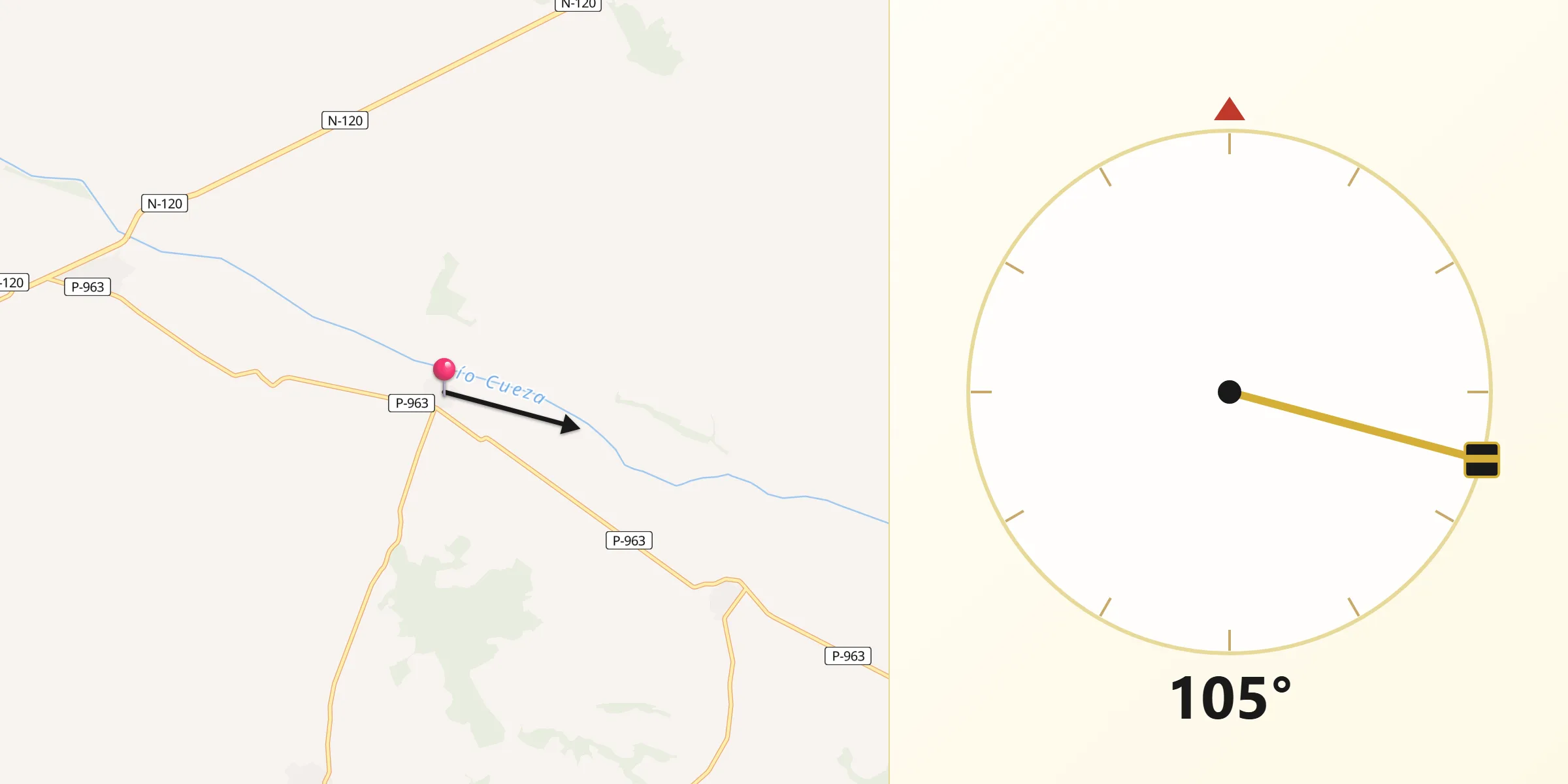 Dirección de la Qibla desde Riberos de la Cueza