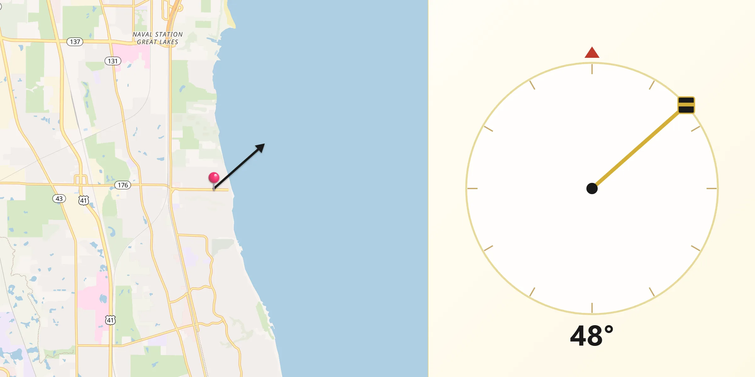 Qibla Direction from Lake Bluff