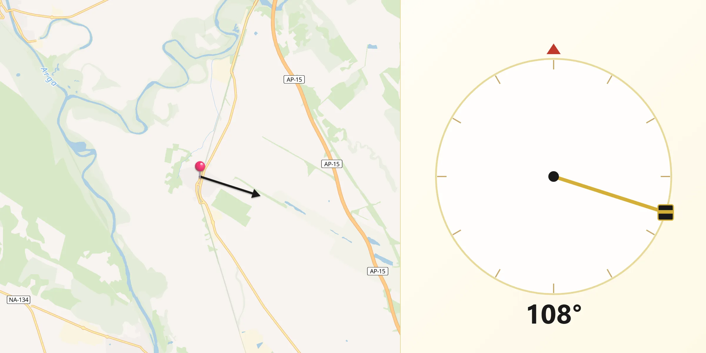 Dirección de la Qibla desde Villafranca