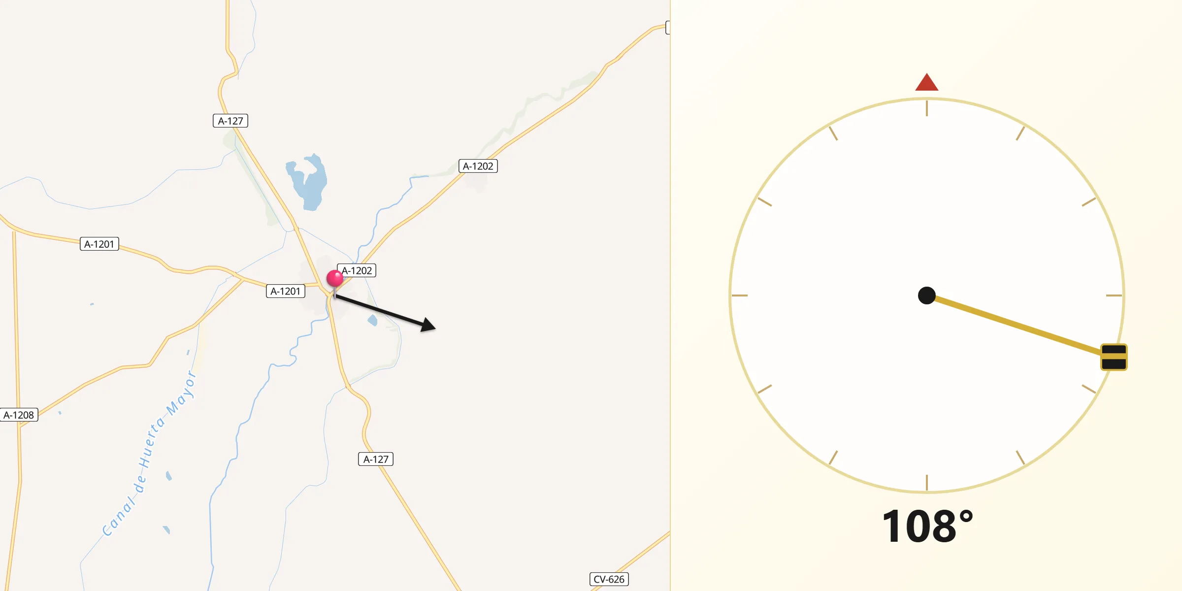 Dirección de la Qibla desde Sádaba