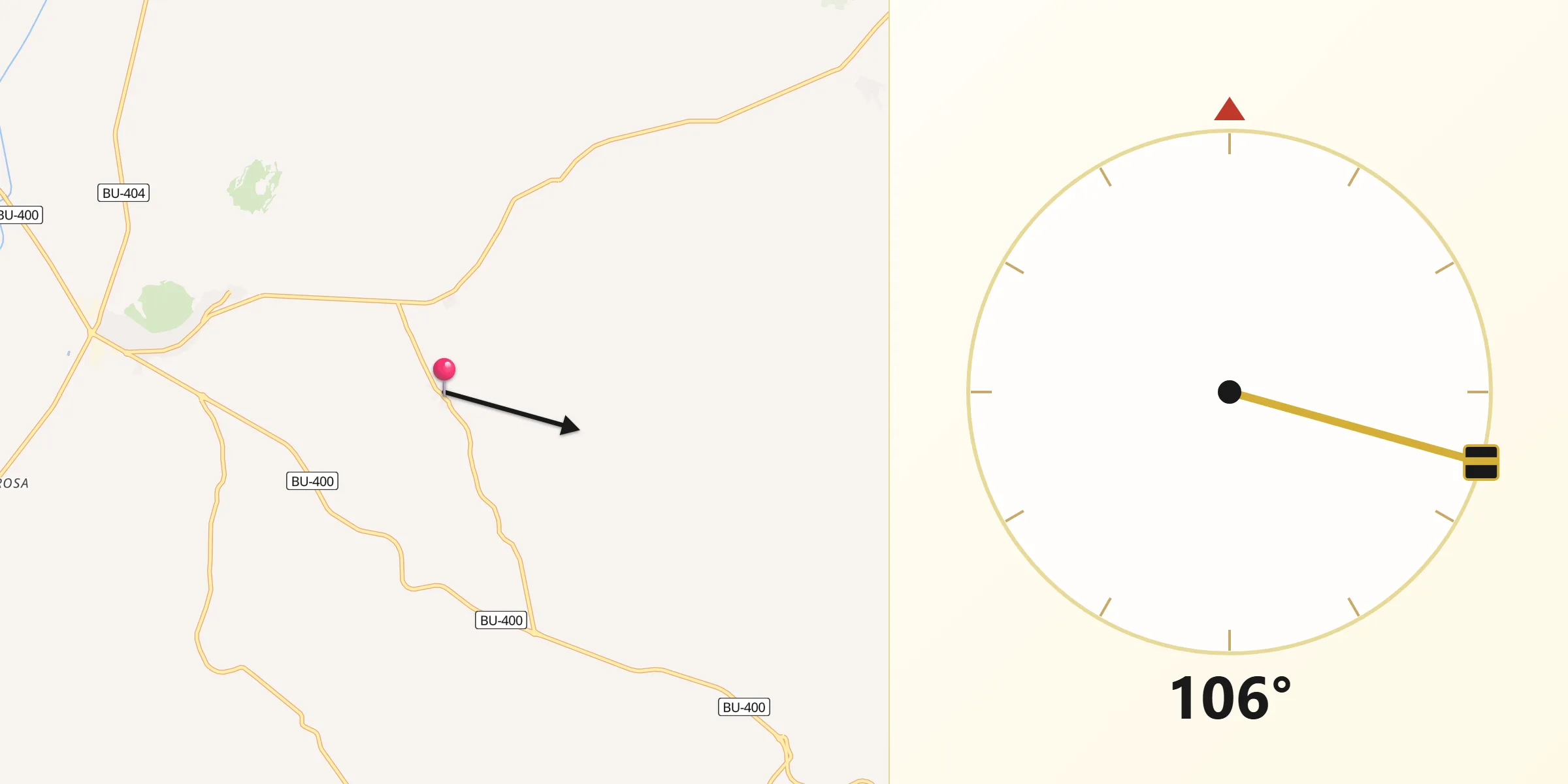 Dirección de la Qibla desde Villaquirán de la Puebla