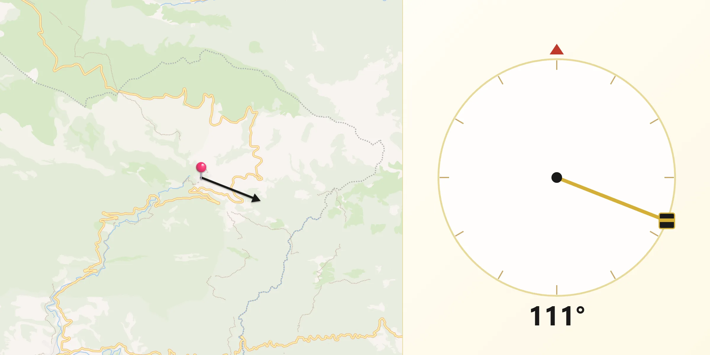 Dirección de la Qibla desde Castellar de nHug