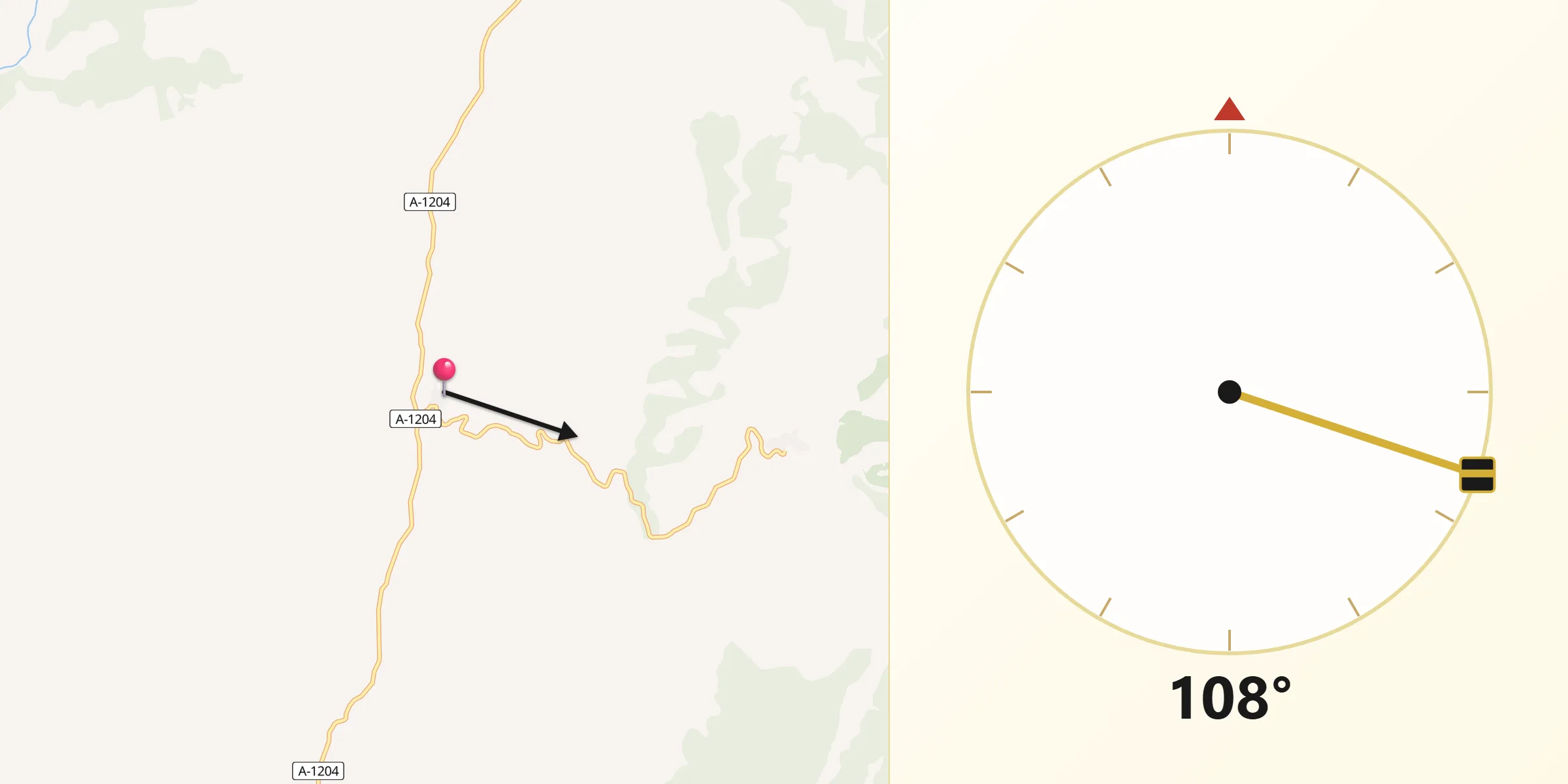 Dirección de la Qibla desde Asín