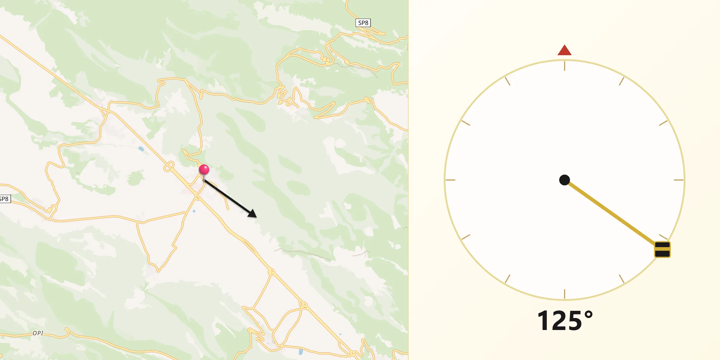 Direzione della Qibla da San Pio delle Camere